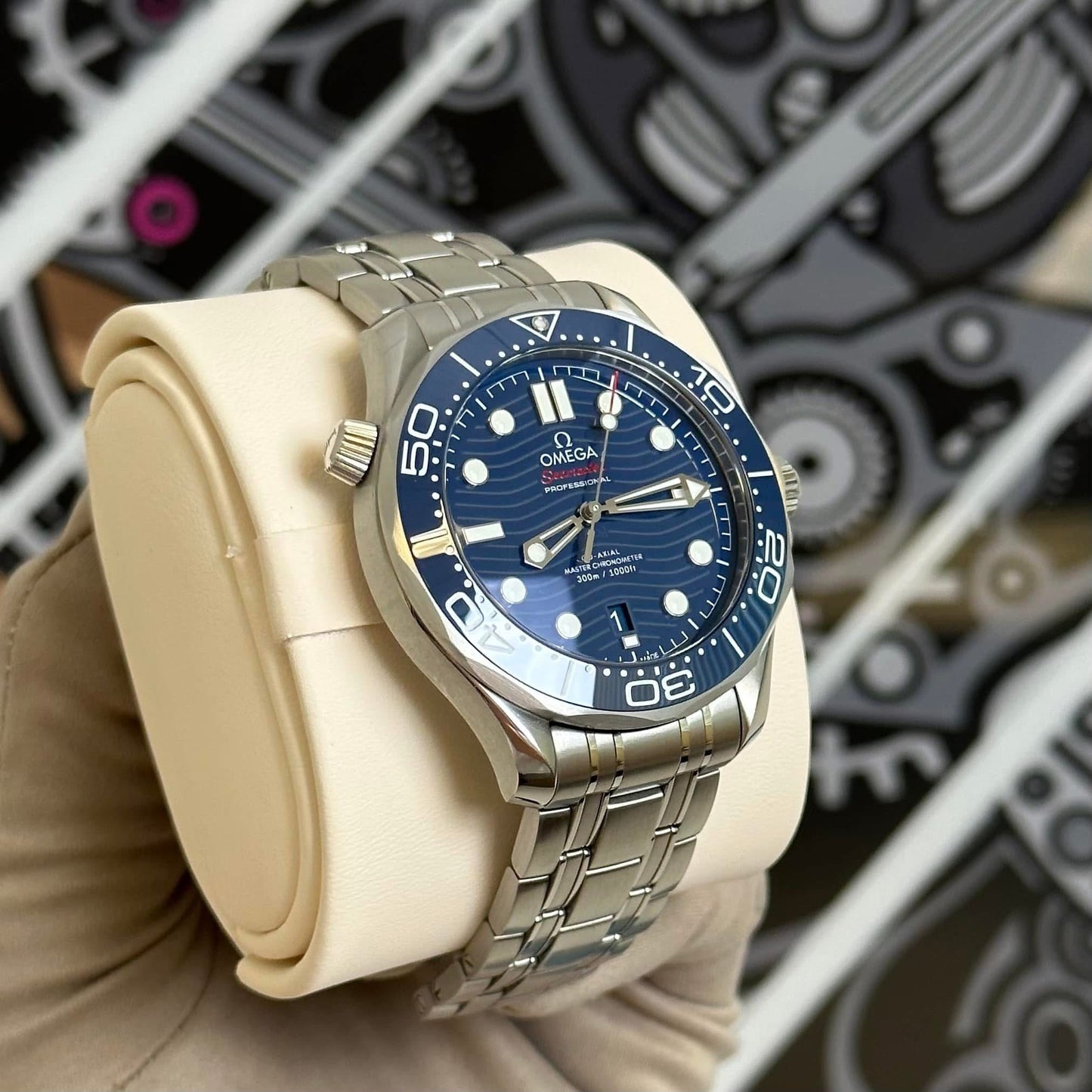 NEW Omega Seamaster Blue Wave Dial 210.30.42.20.03.001