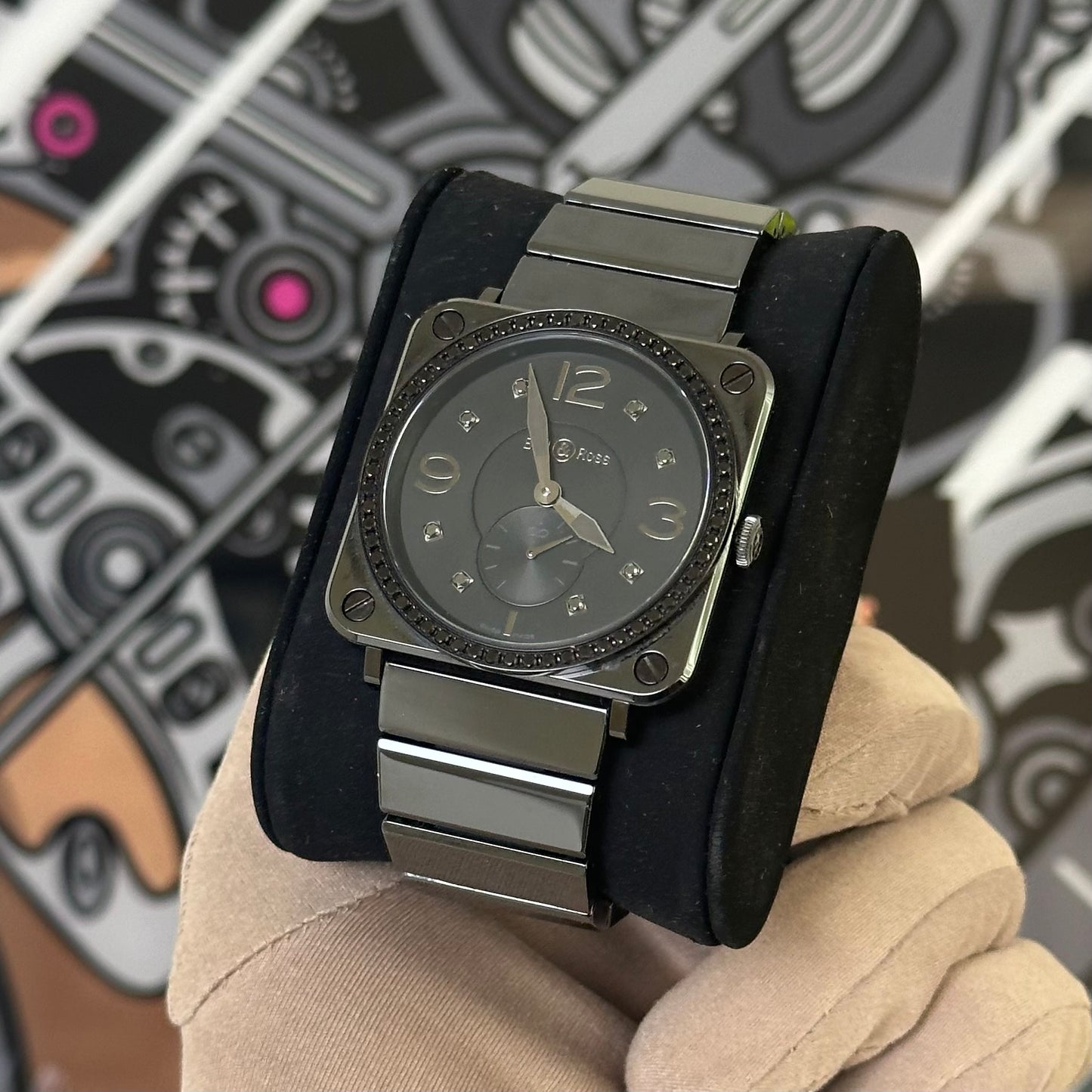 Bell & Ross S Phantom Quartz Ceramic Black Diamond BRS-98-PBCD-00908