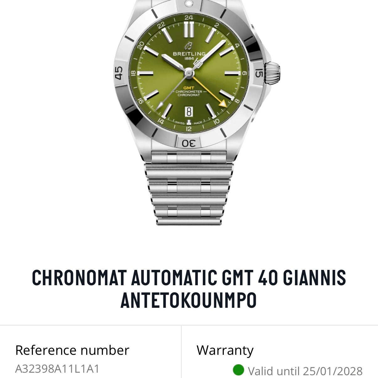NEW Breitling Chronomat GMT 40 Giannis Antetokounmpo A32398