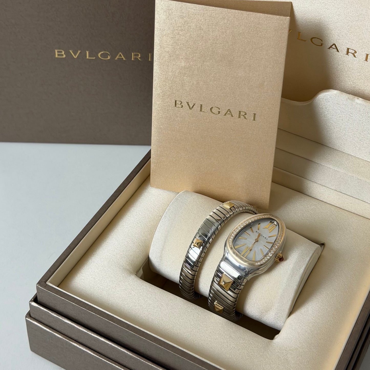 NEW Bvlgari Serpenti Tubogas 18K Gold & Steel 104301