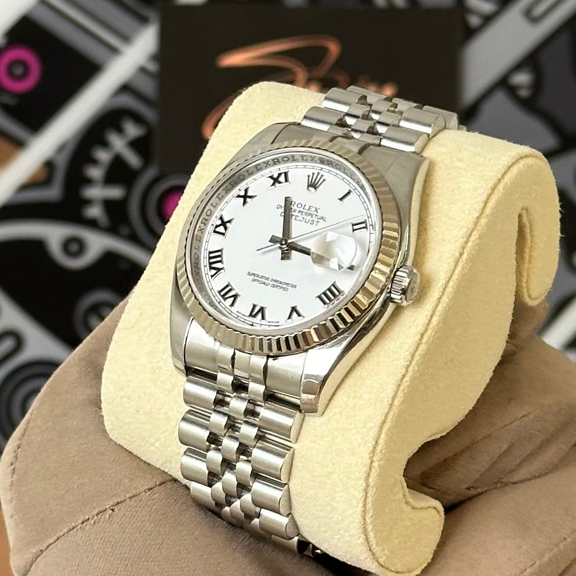 Rolex Datejust 36 White Roman Fluted Jubilee 116234
