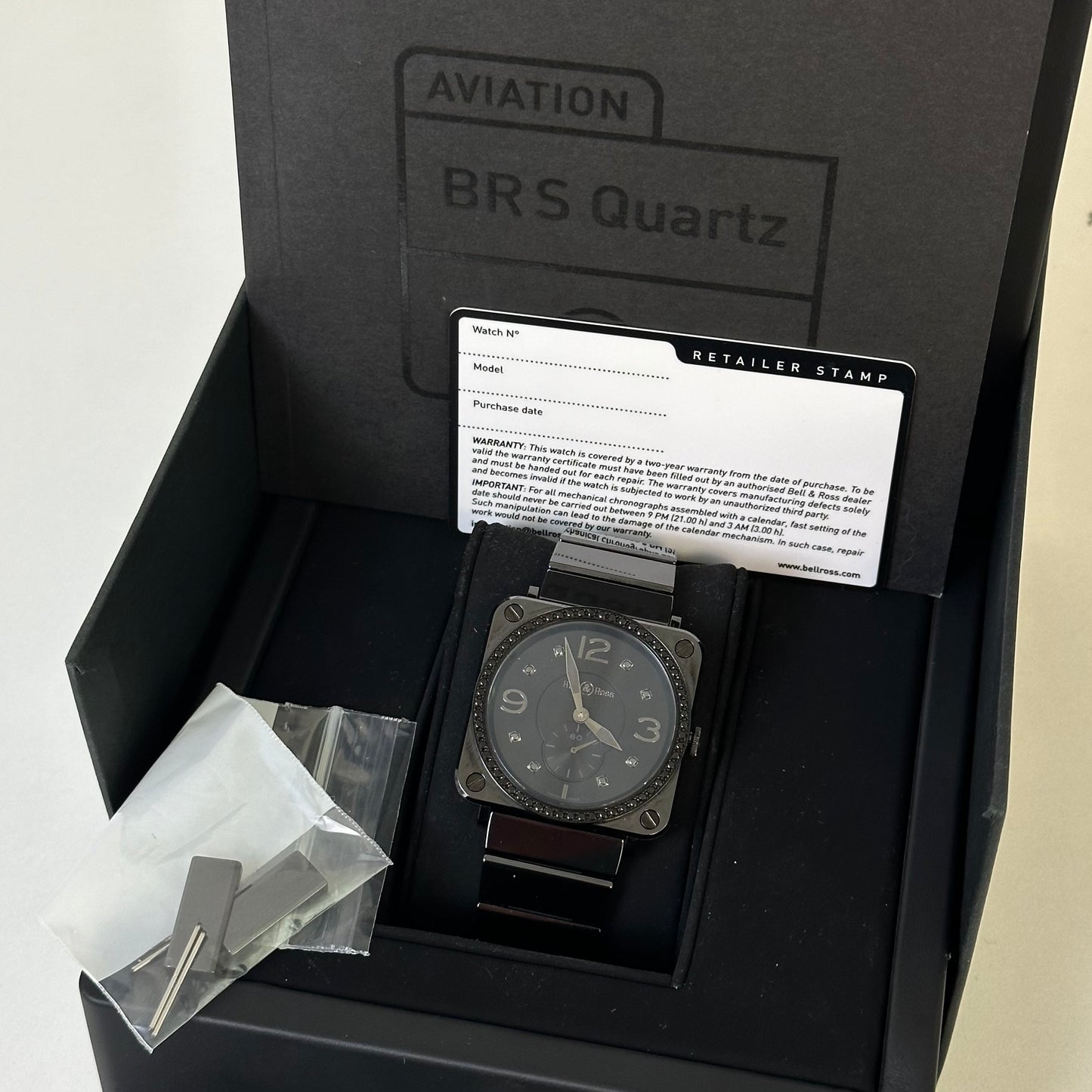Bell & Ross S Phantom Quartz Ceramic Black Diamond BRS-98-PBCD-00908