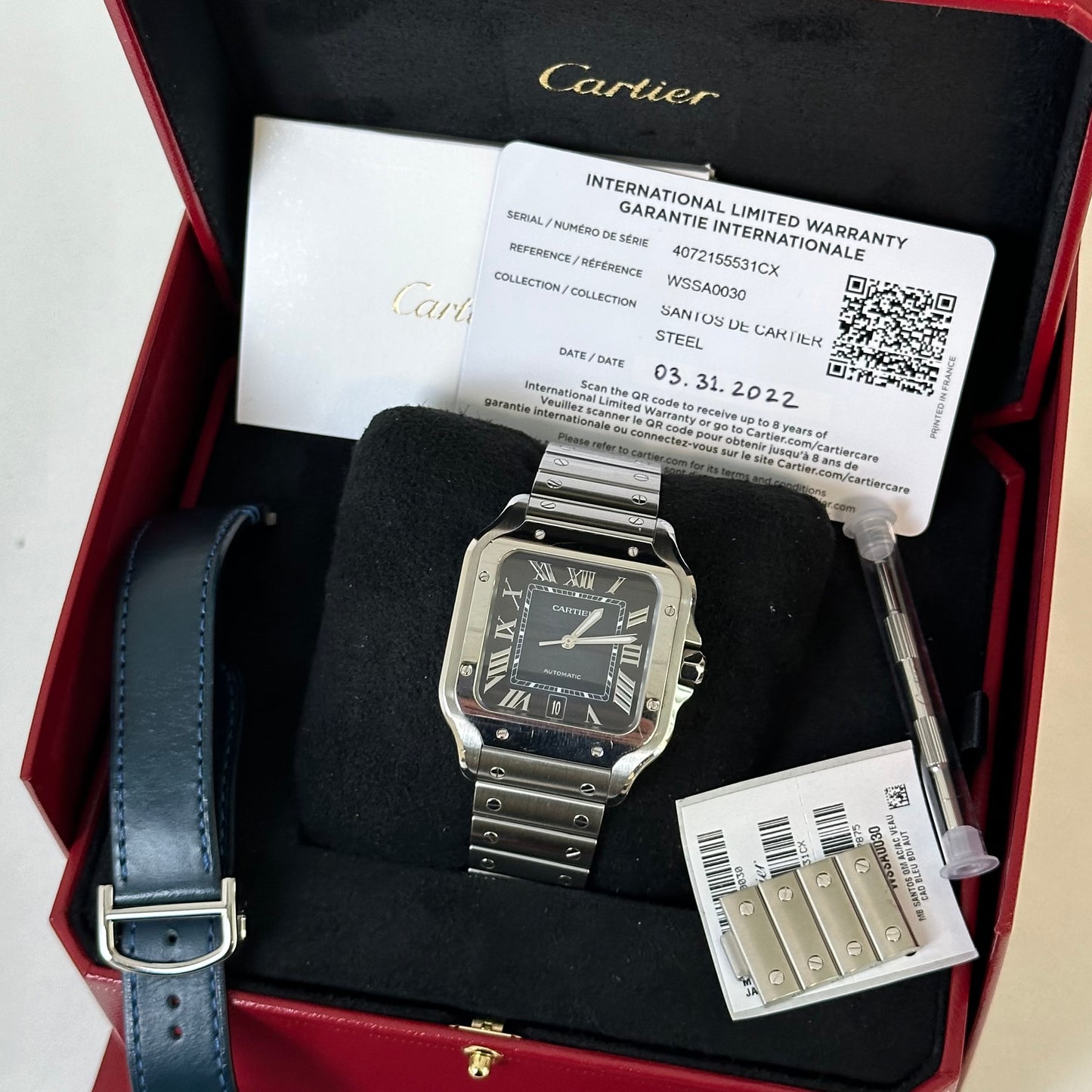 Cartier Santos Large Blue Dial WSSA0030