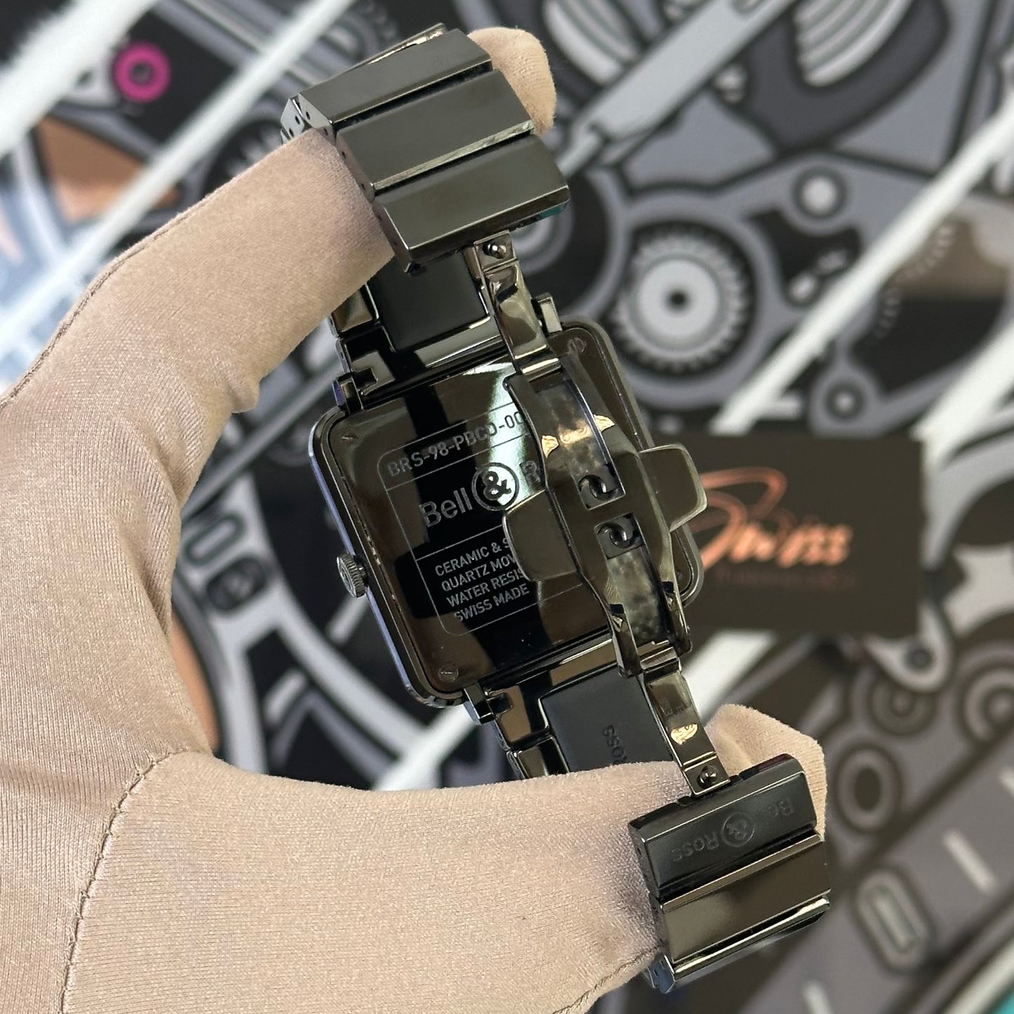 Bell & Ross S Phantom Quartz Ceramic Black Diamond BRS-98-PBCD-00908