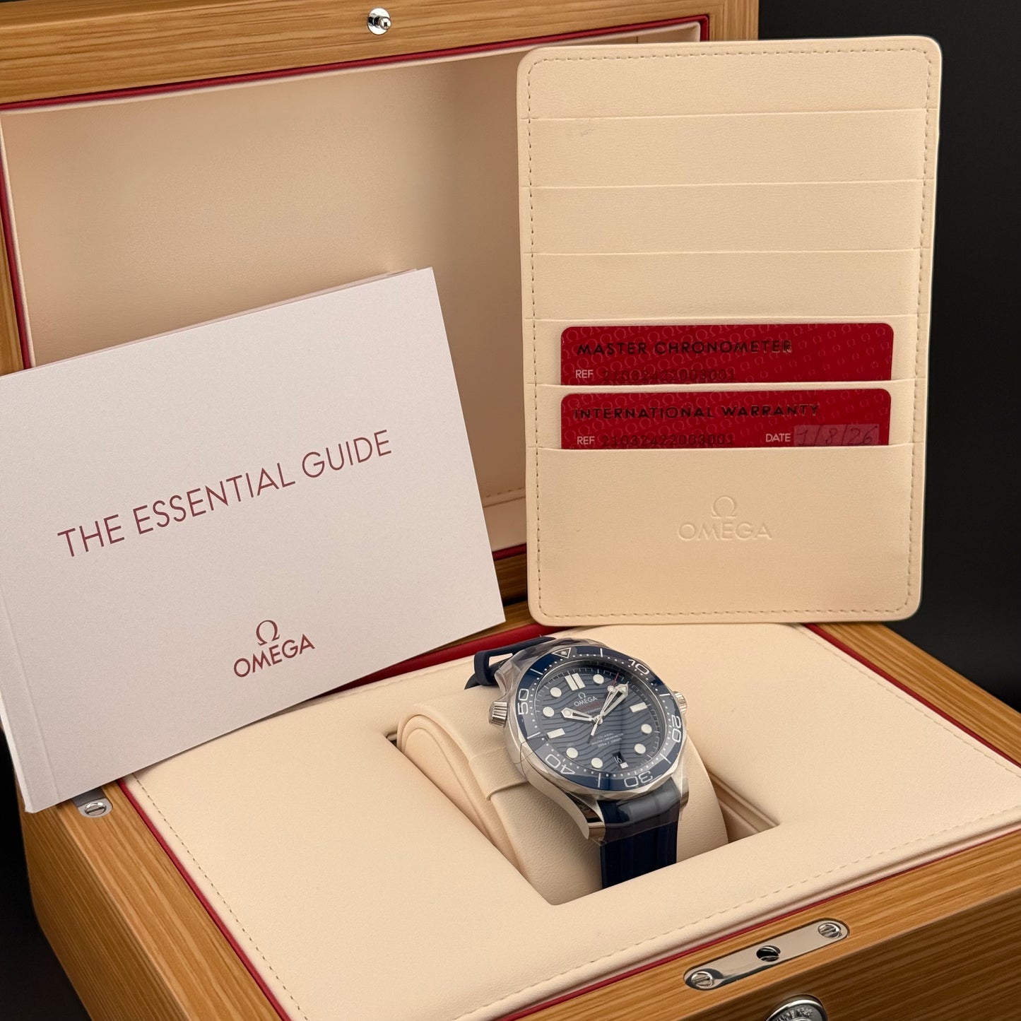 NEW Omega Seamaster Diver 300m Blue Rubber 210.32.42.20.03.001