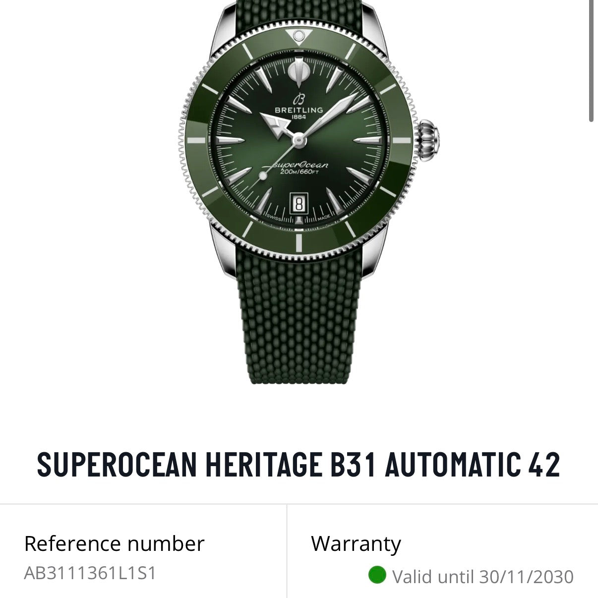 NEW Breitling SuperOcean B31 Automatic 42 Green AB3111 / AB3111361L1S1