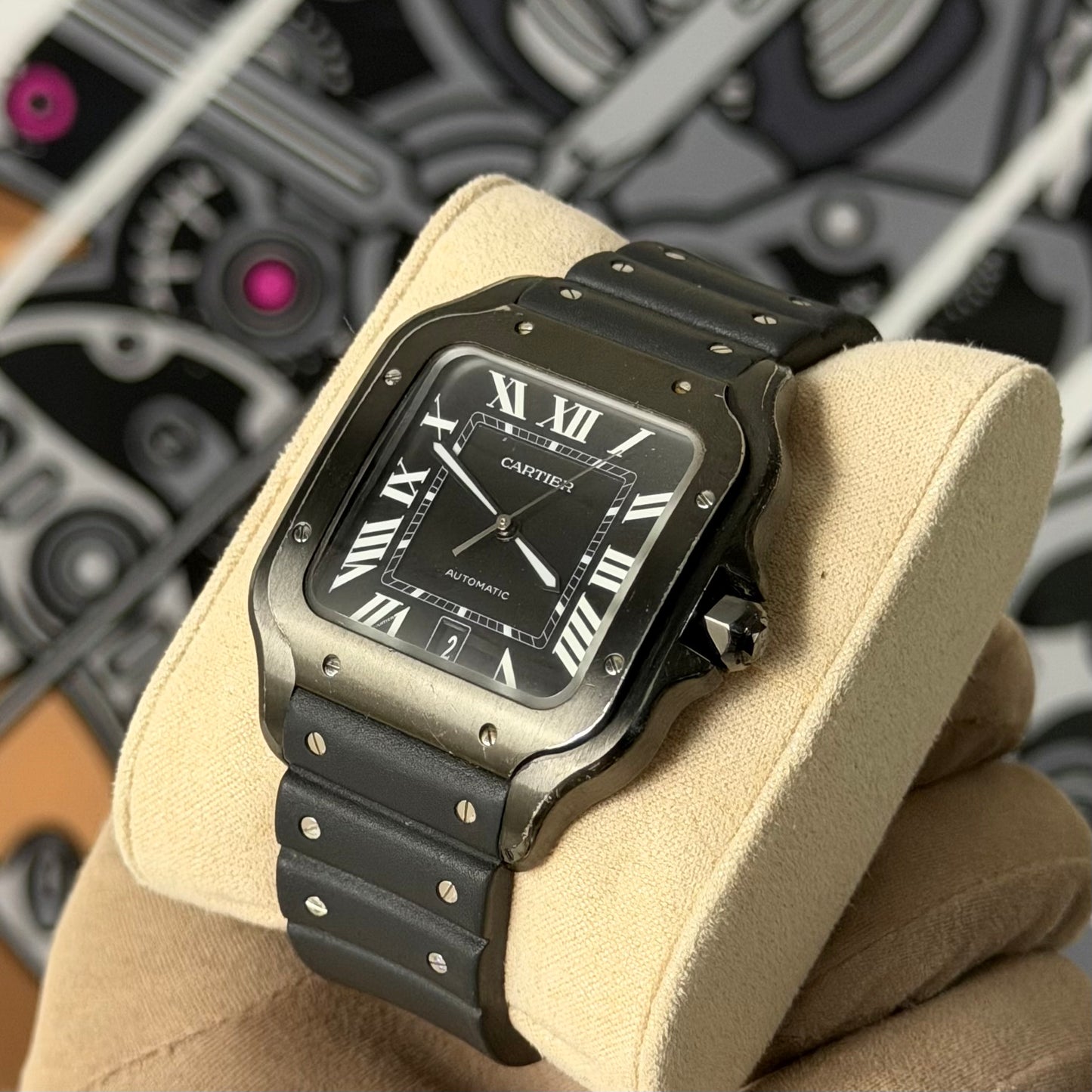 Cartier Santos Large Black Dial WSSA0039