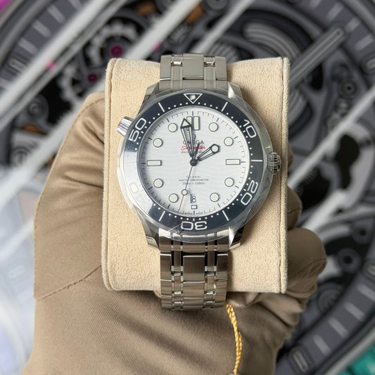 NEW Omega Seamaster 300 White Dial 210.30.42.20.04.001