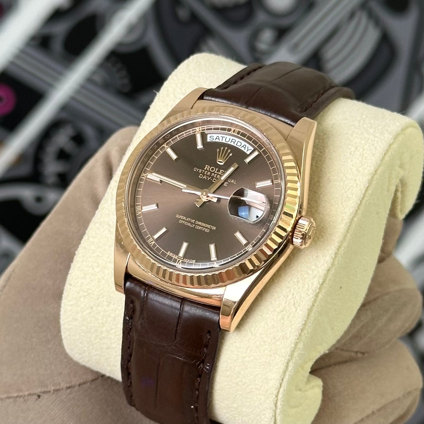 Rolex DD 36 Rose Gold Chocolate Dial 118135