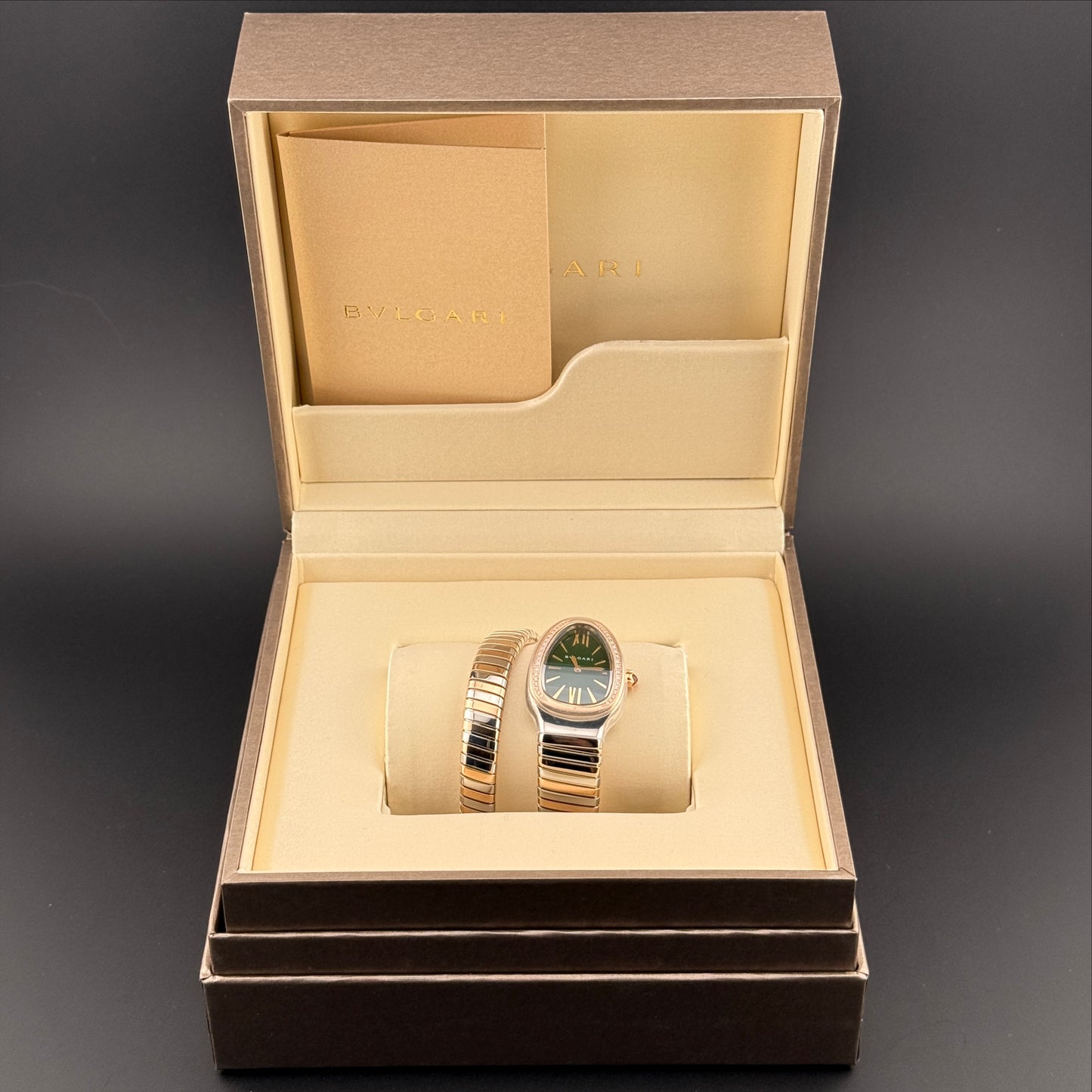 NEW Bvlgari Serpenti Tubogas Green 18k Rose Gold Diamond 102790