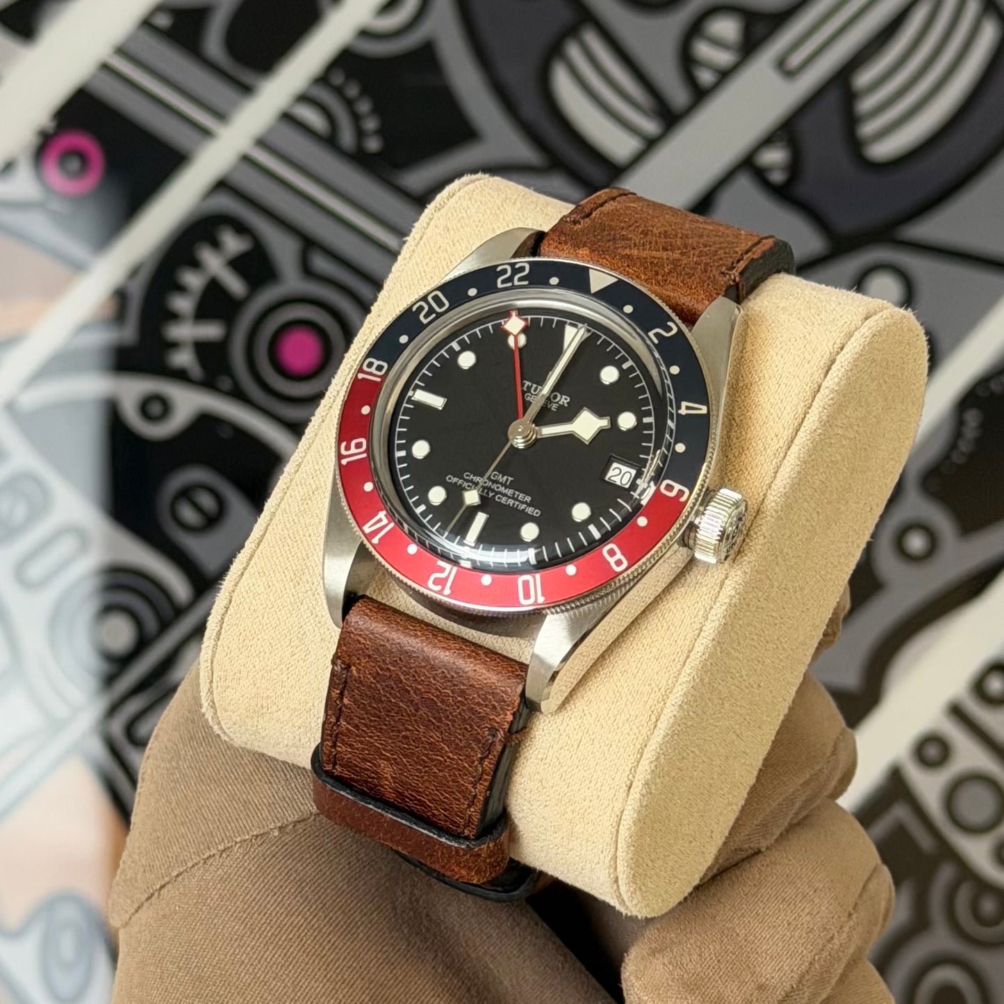 NEW Tudor GMT Pepsi Leather Strap Model 79830RB