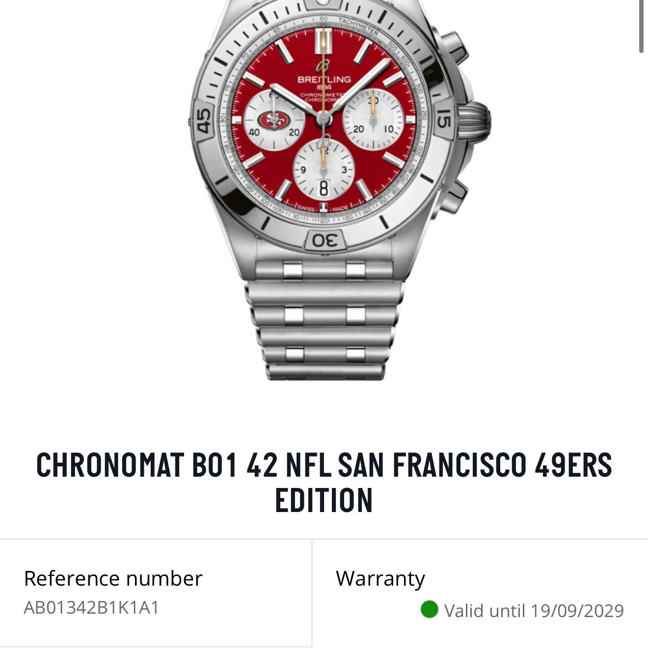 NEW Breitling Chronomat B31 NFL SF 49ers Edition