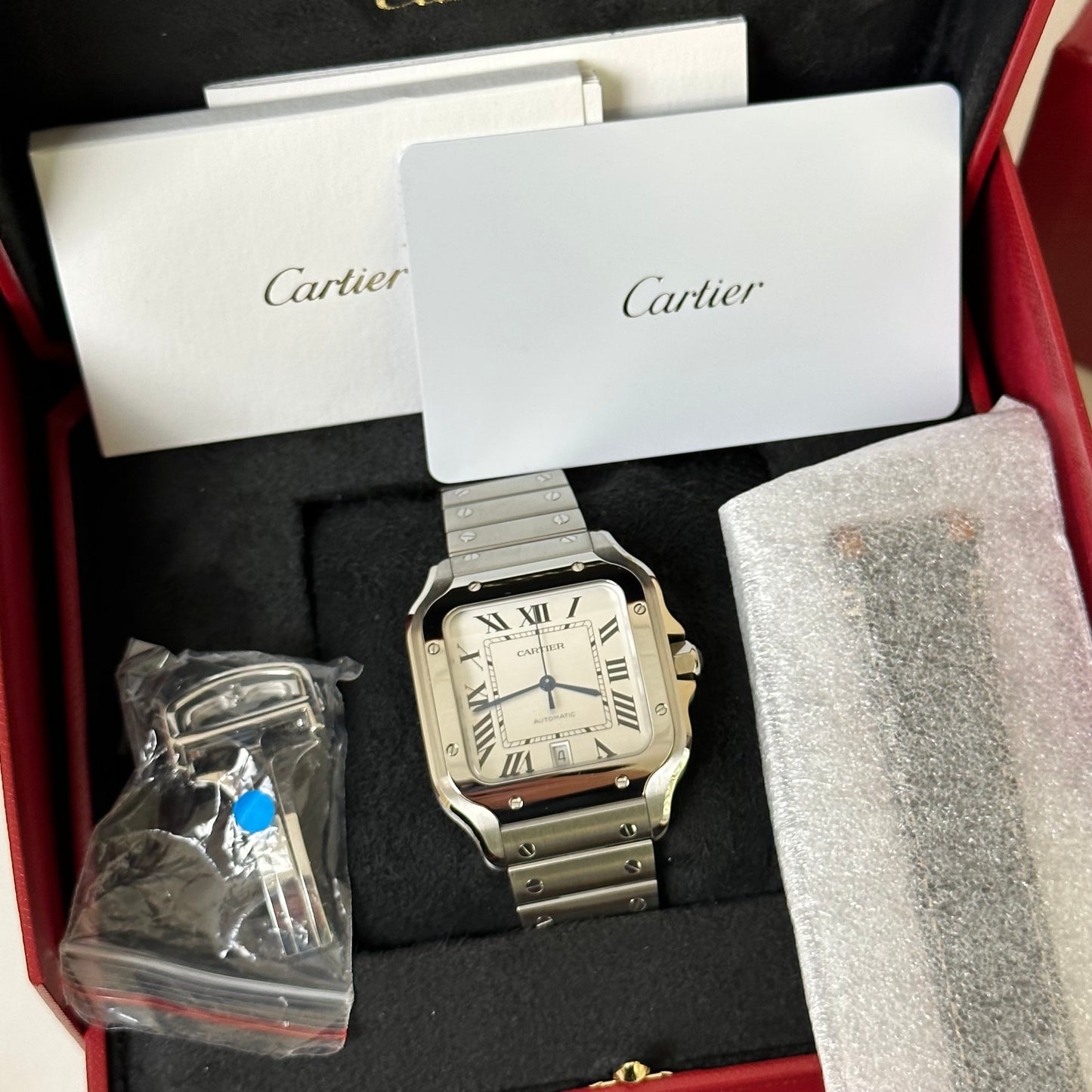 NEW Cartier Santos Large White Dial WSSA0018