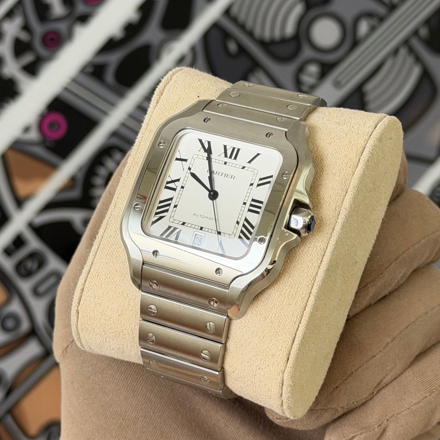 Cartier Santos Large White Dial WSSA0018