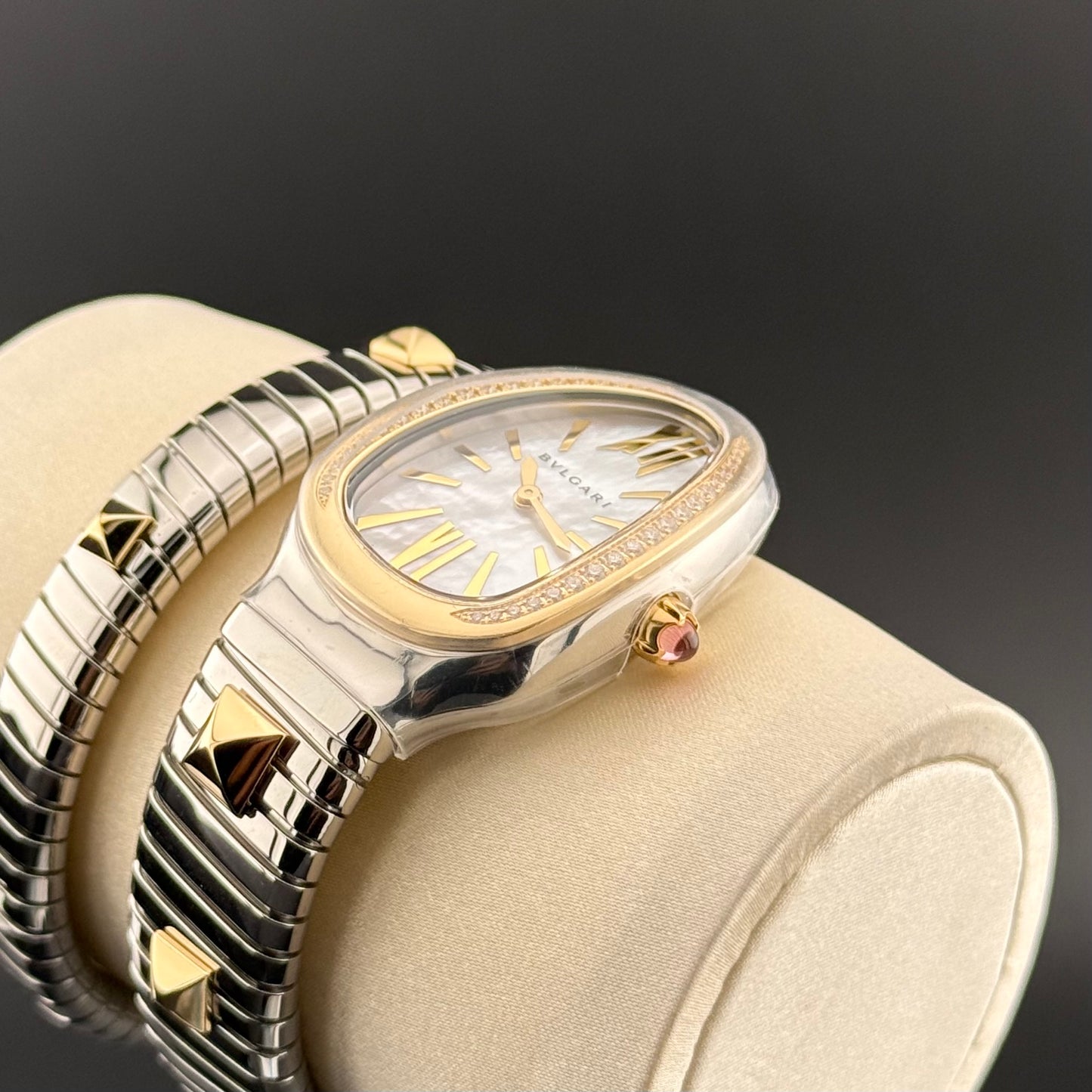 NEW Bulgari Serpenti Tubogas Mother of Pearl Dial 18k Gold & Steel 104301