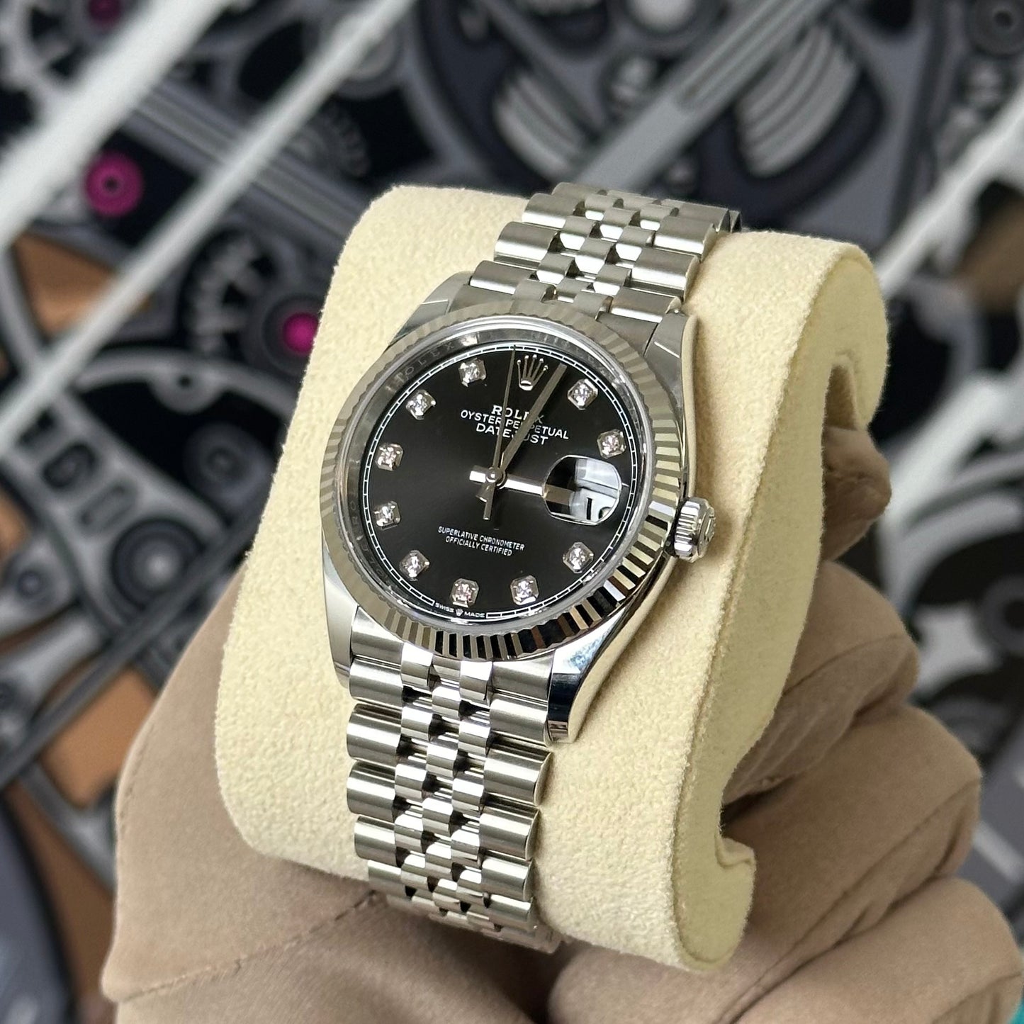 NEW Rolex DJ36 Diamond Black Diamond Dial 126234