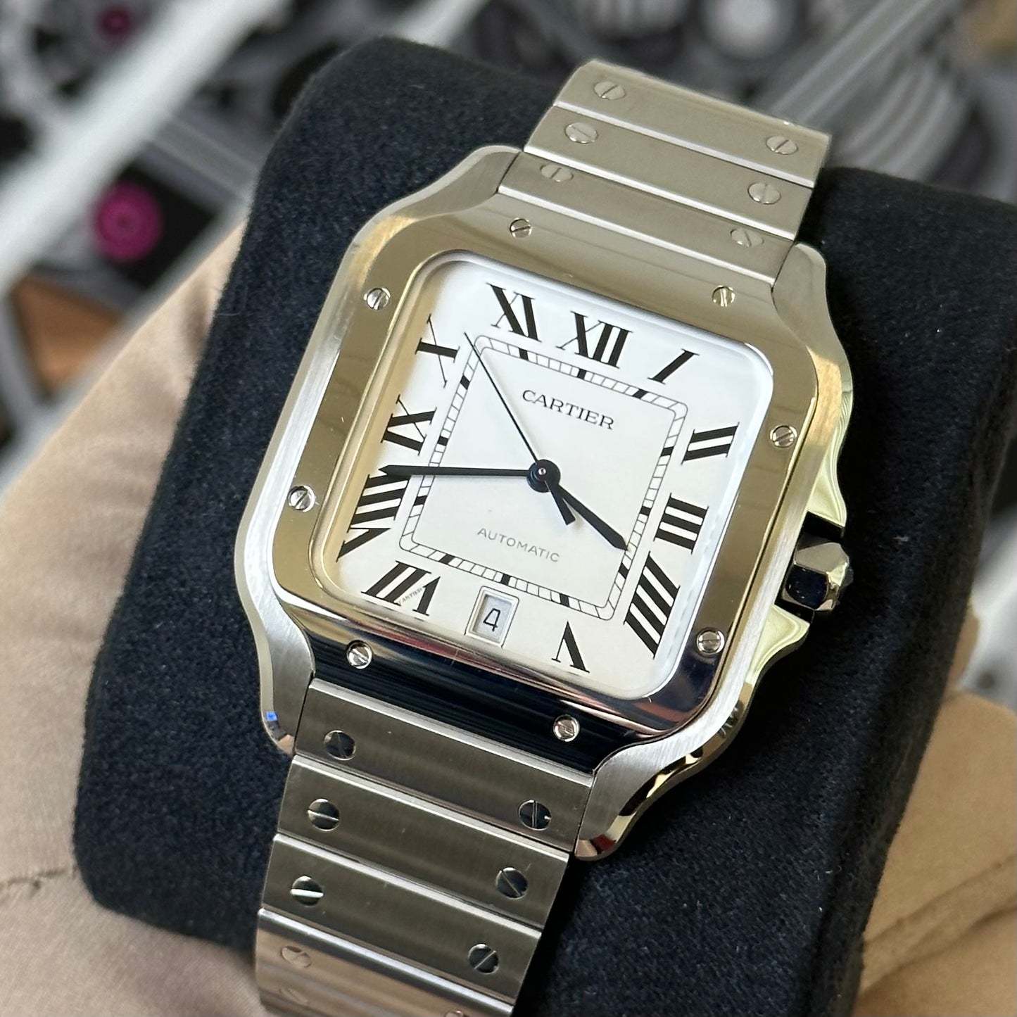 NEW Cartier Santos Large White Dial WSSA0018