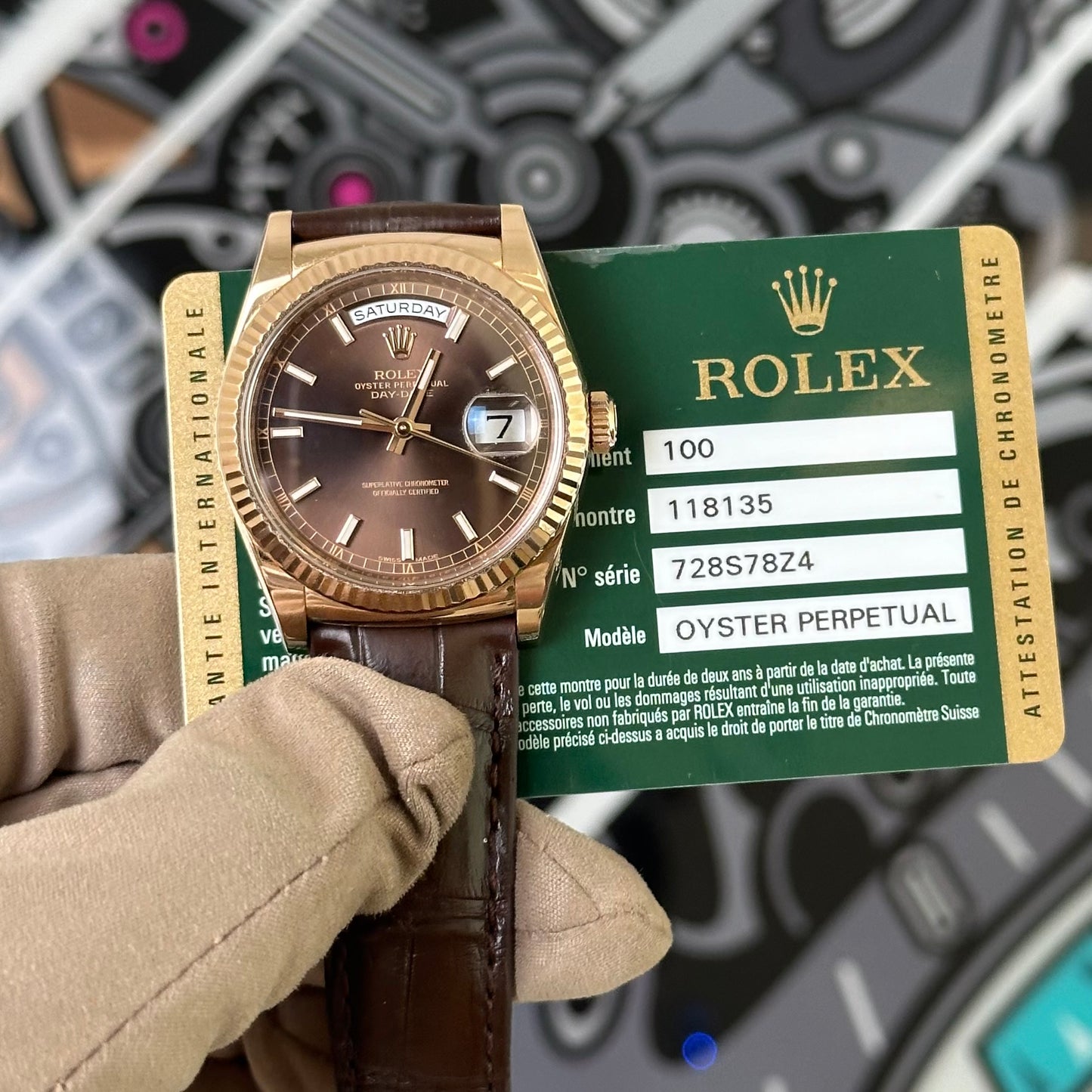 Rolex DD 36 Rose Gold Chocolate Dial 118135