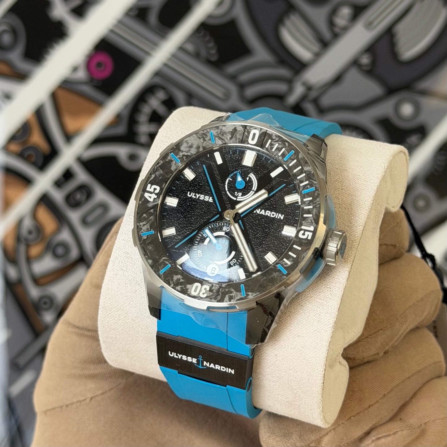 NEW Ulysse Nardin Diver Net Azure 1183-170-2B/3A