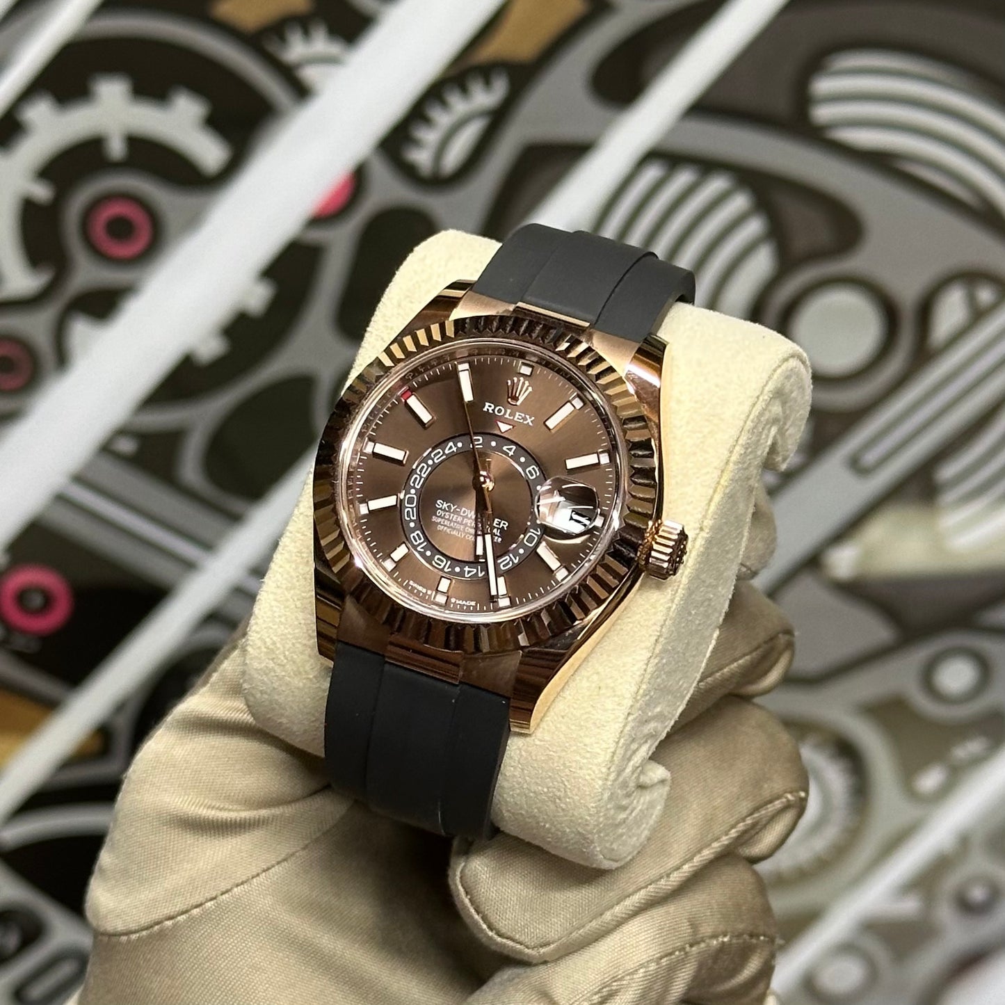 Rolex Rose Gold SkyDweller Chocolate Dial 336235