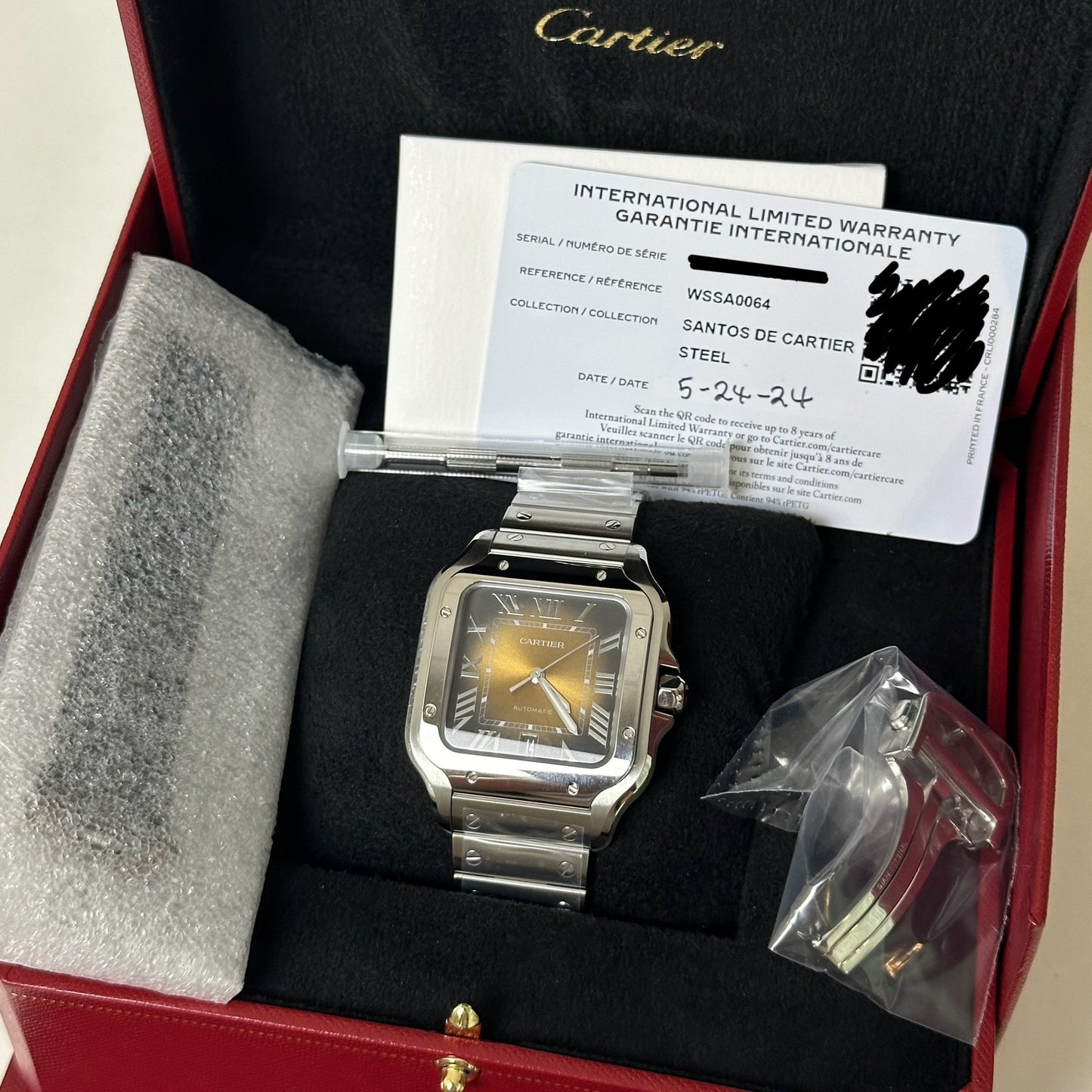 NEW Cartier Large Santos Sunray Brushed Dial WSSA0064