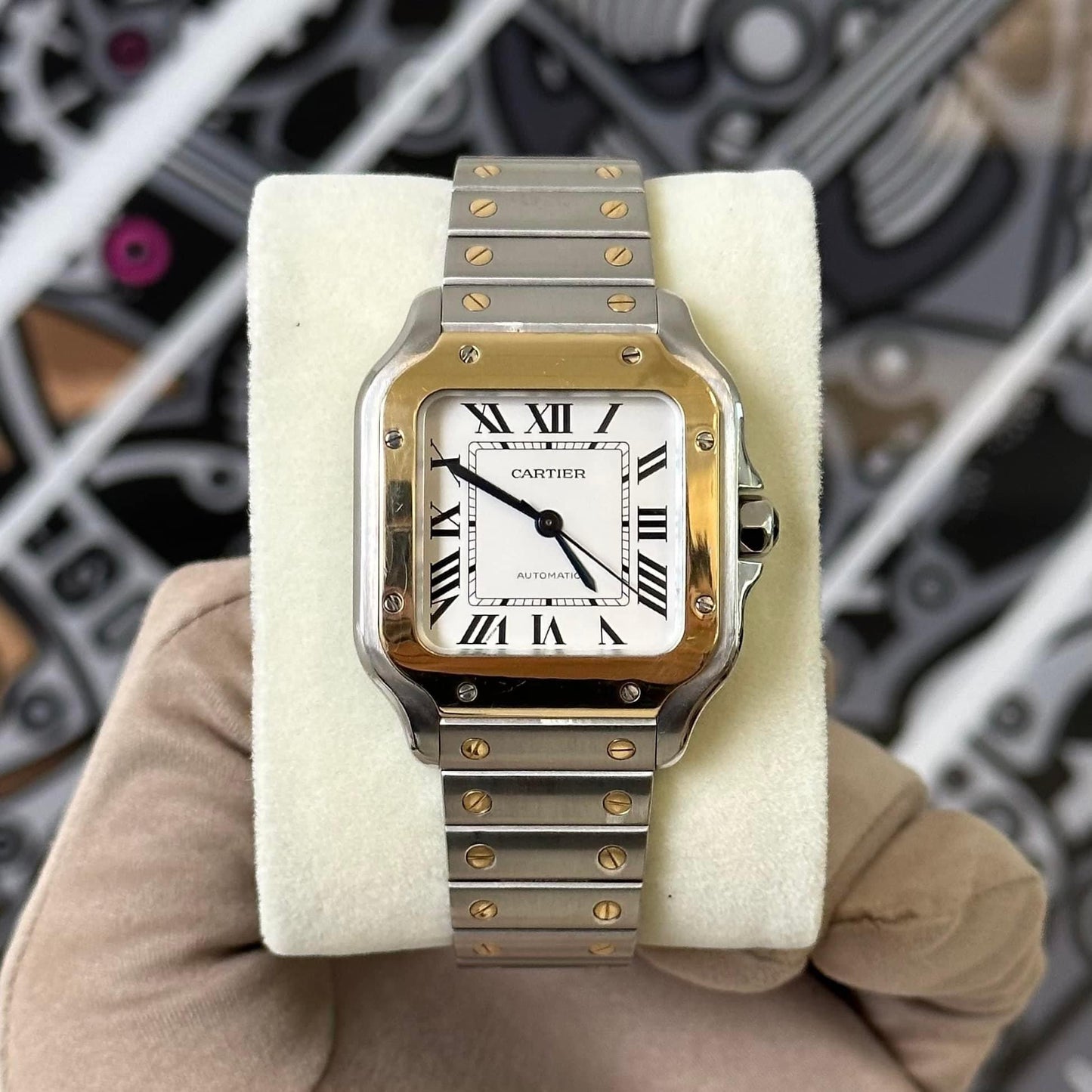 Cartier Santos Medium Steel & Yellow Gold W2SA0007