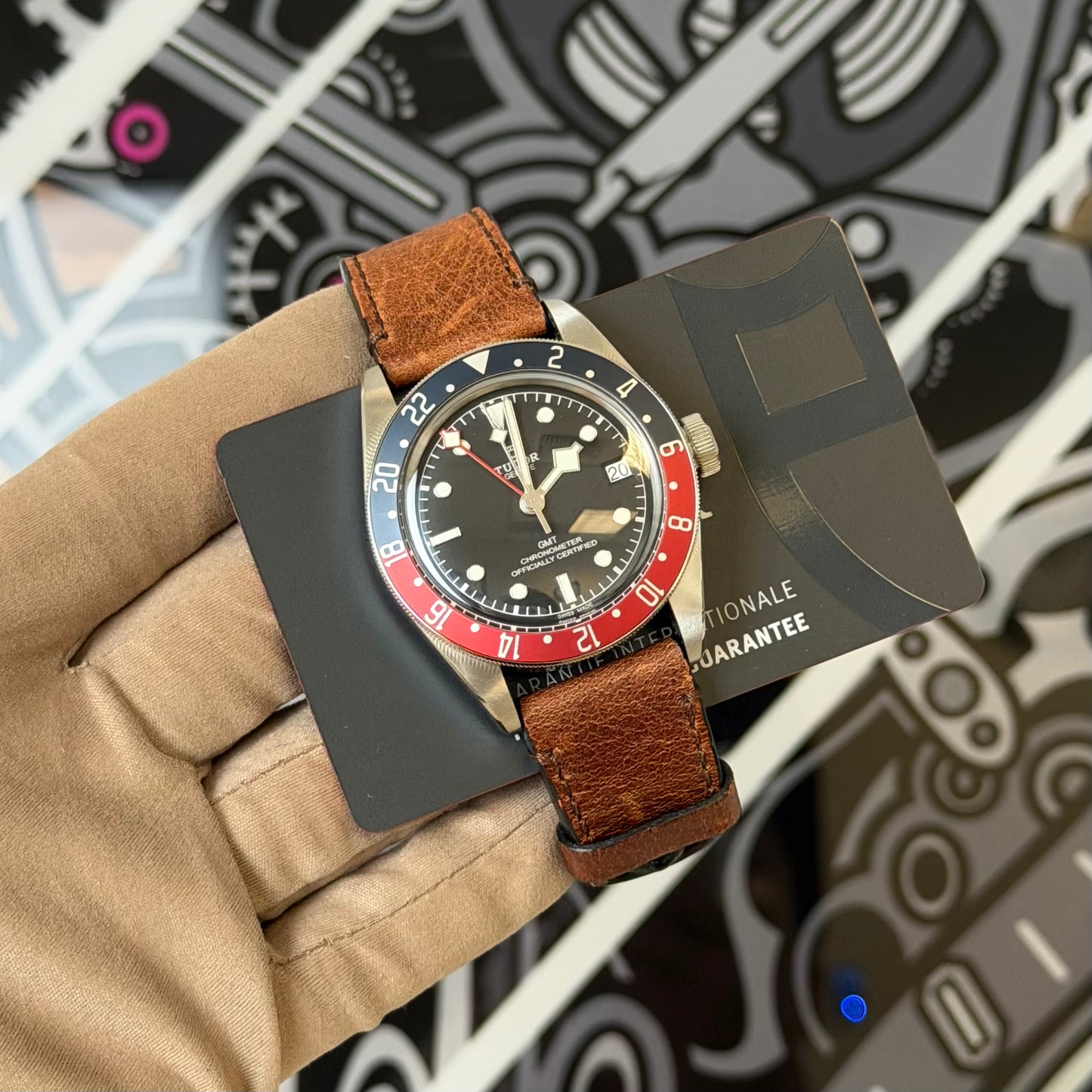 NEW Tudor GMT Pepsi Leather Strap Model 79830RB