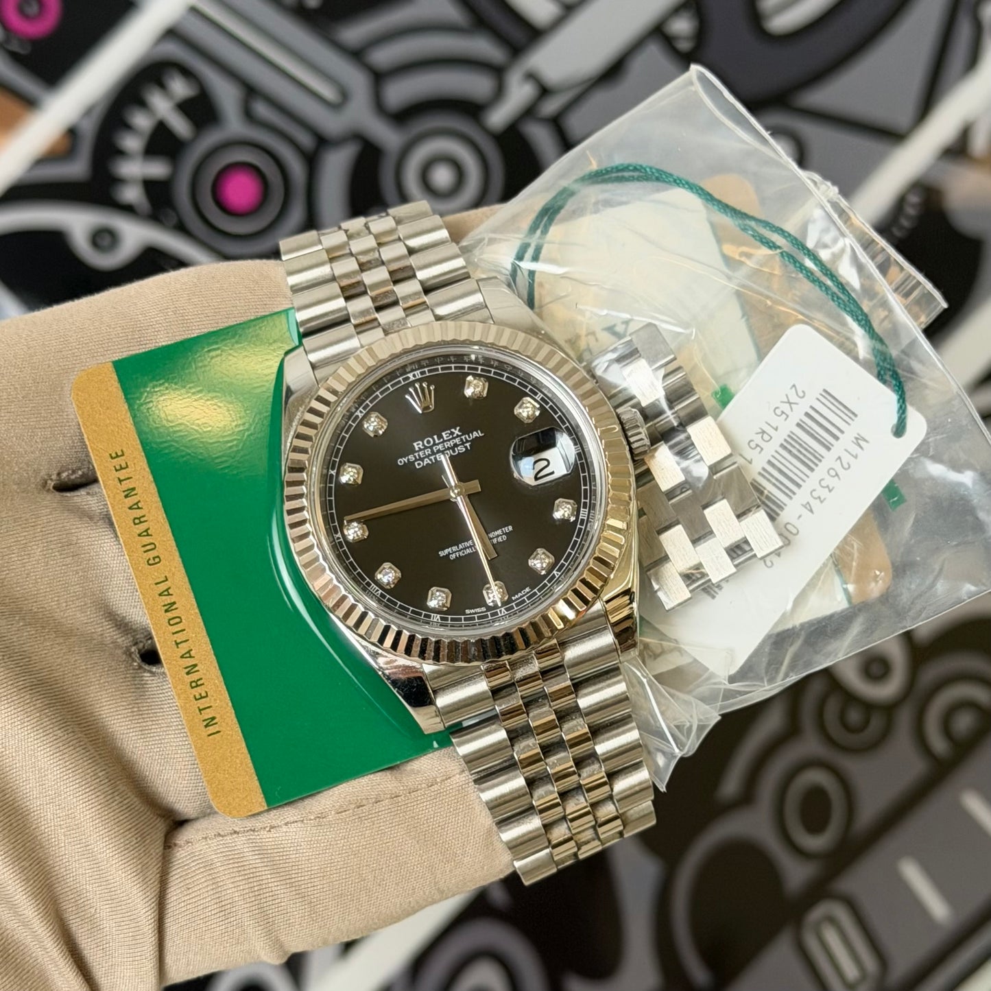 Rolex DJ41 Black Diamond Fluted Jubilee 126334