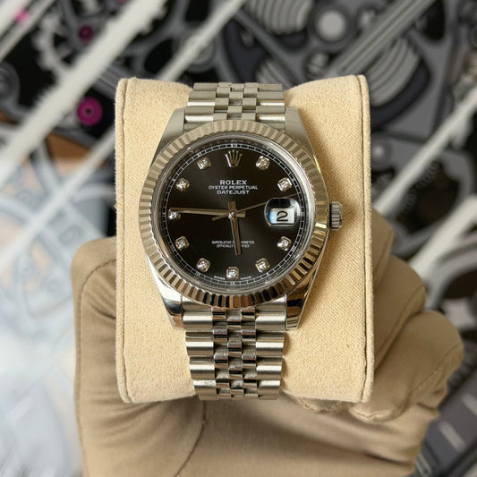 Rolex DJ41 Black Diamond Fluted Jubilee 126334