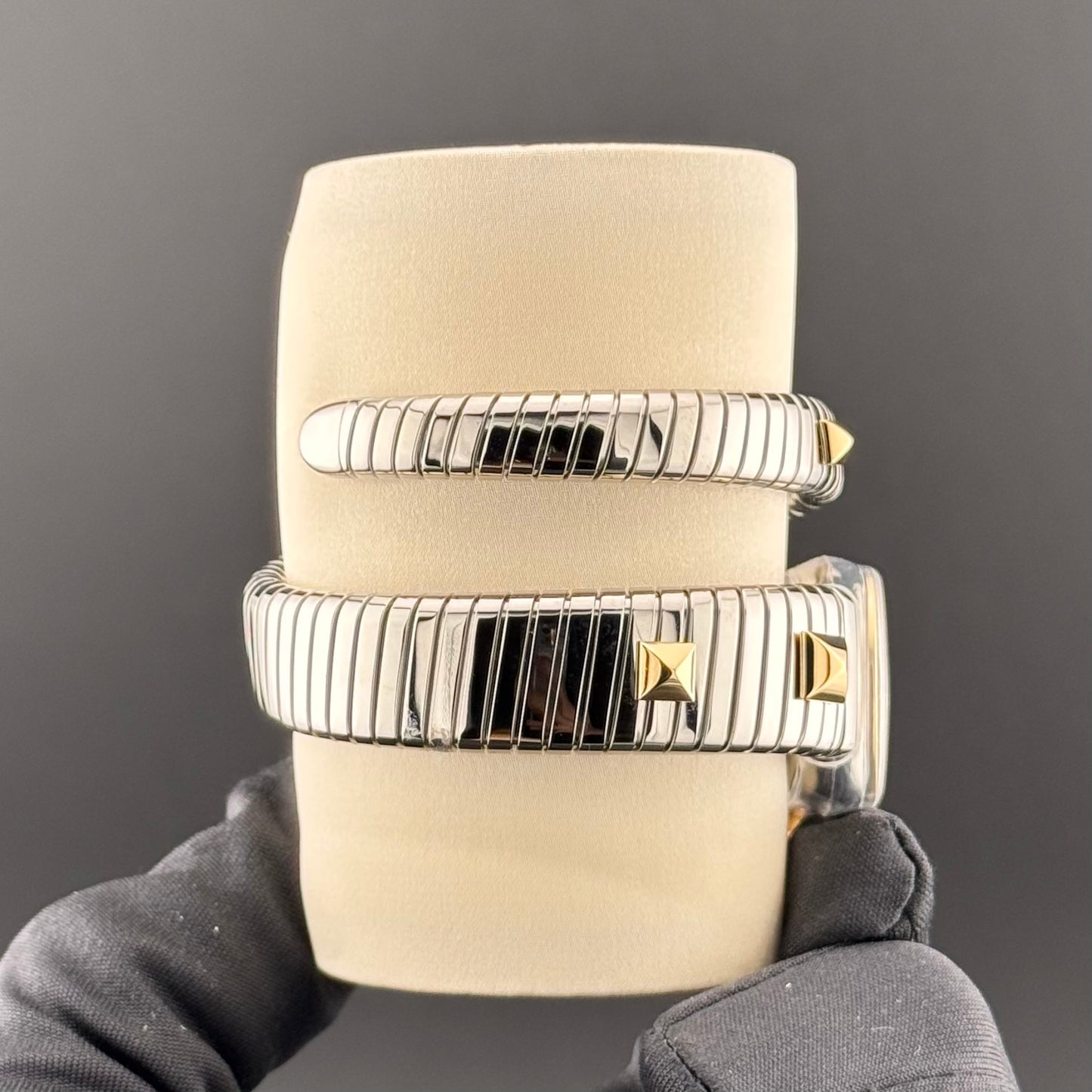 NEW Bulgari Serpenti Tubogas Mother of Pearl Dial 18k Gold & Steel 104301
