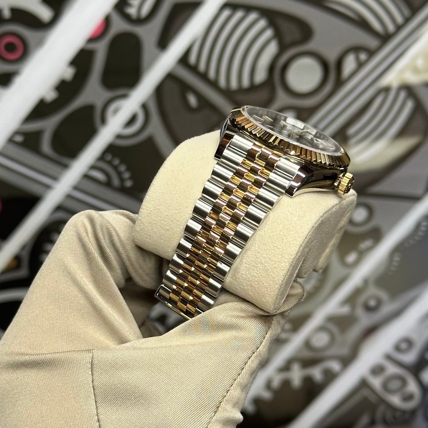 Rolex Two Tone SkyDweller Black Dial Jubilee 336933