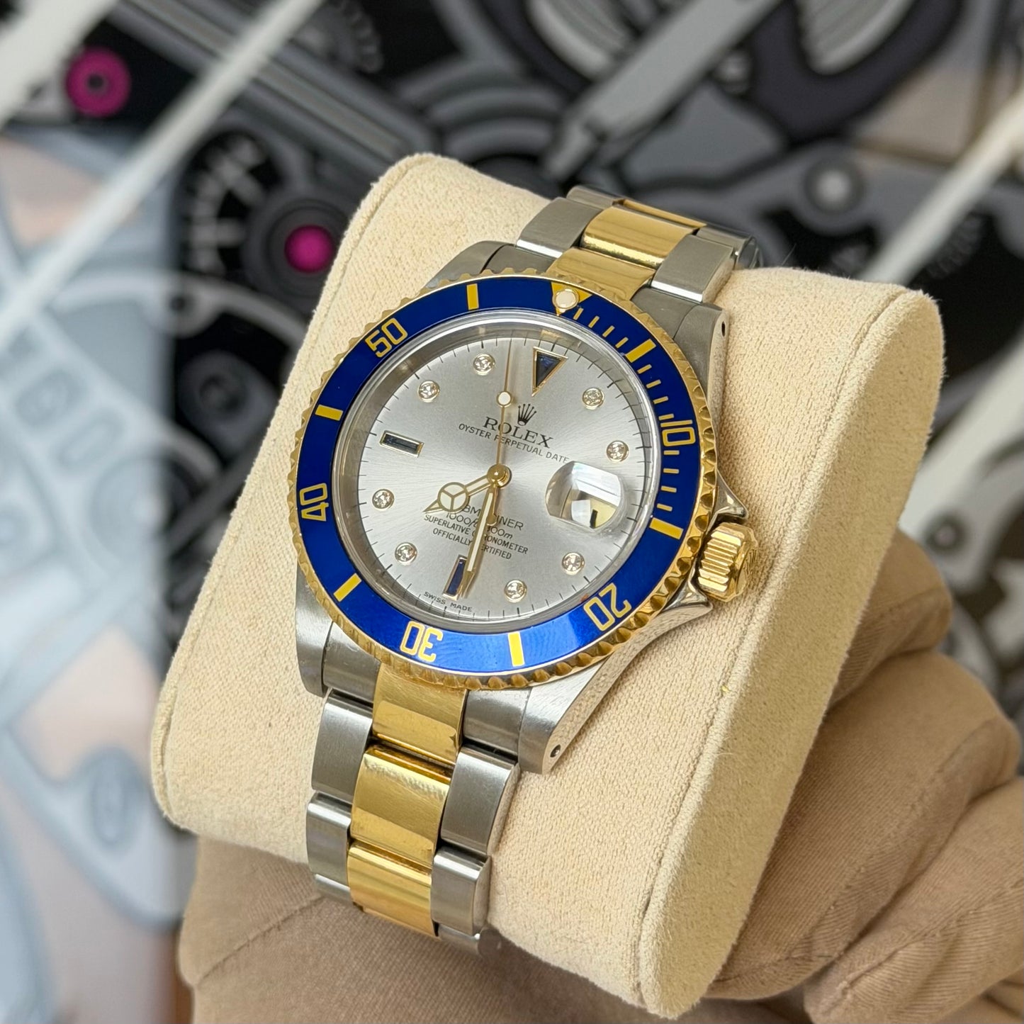 Rolex Submariner Bluesy Serti Dial 16613
