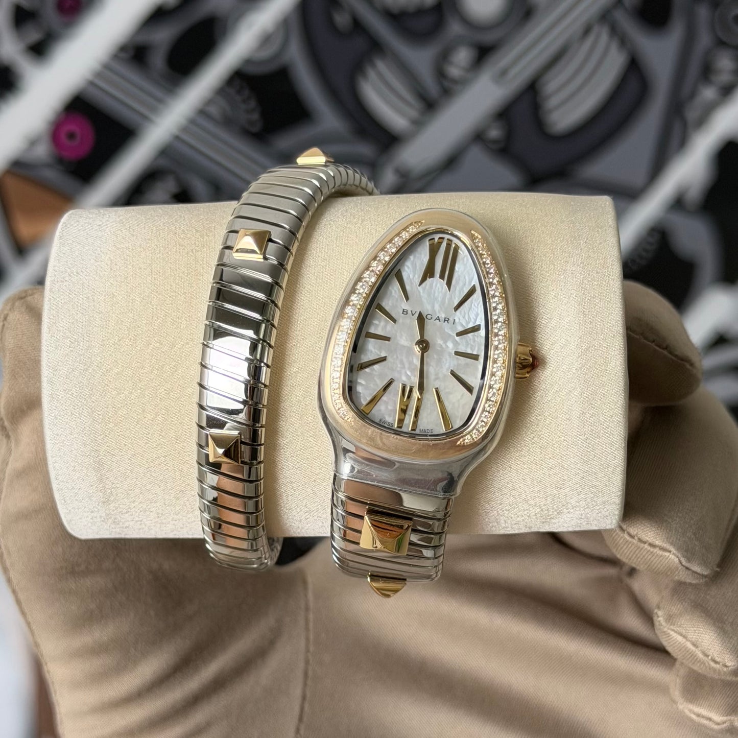 NEW Bvlgari Serpenti Tubogas 18K Gold & Steel 104301