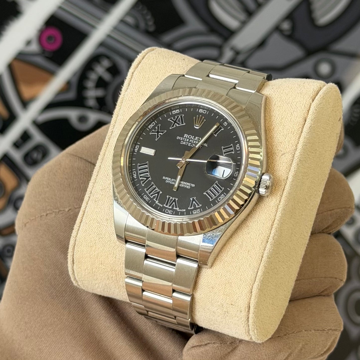 Rolex Datejust 41 Black Roman Dial 116334