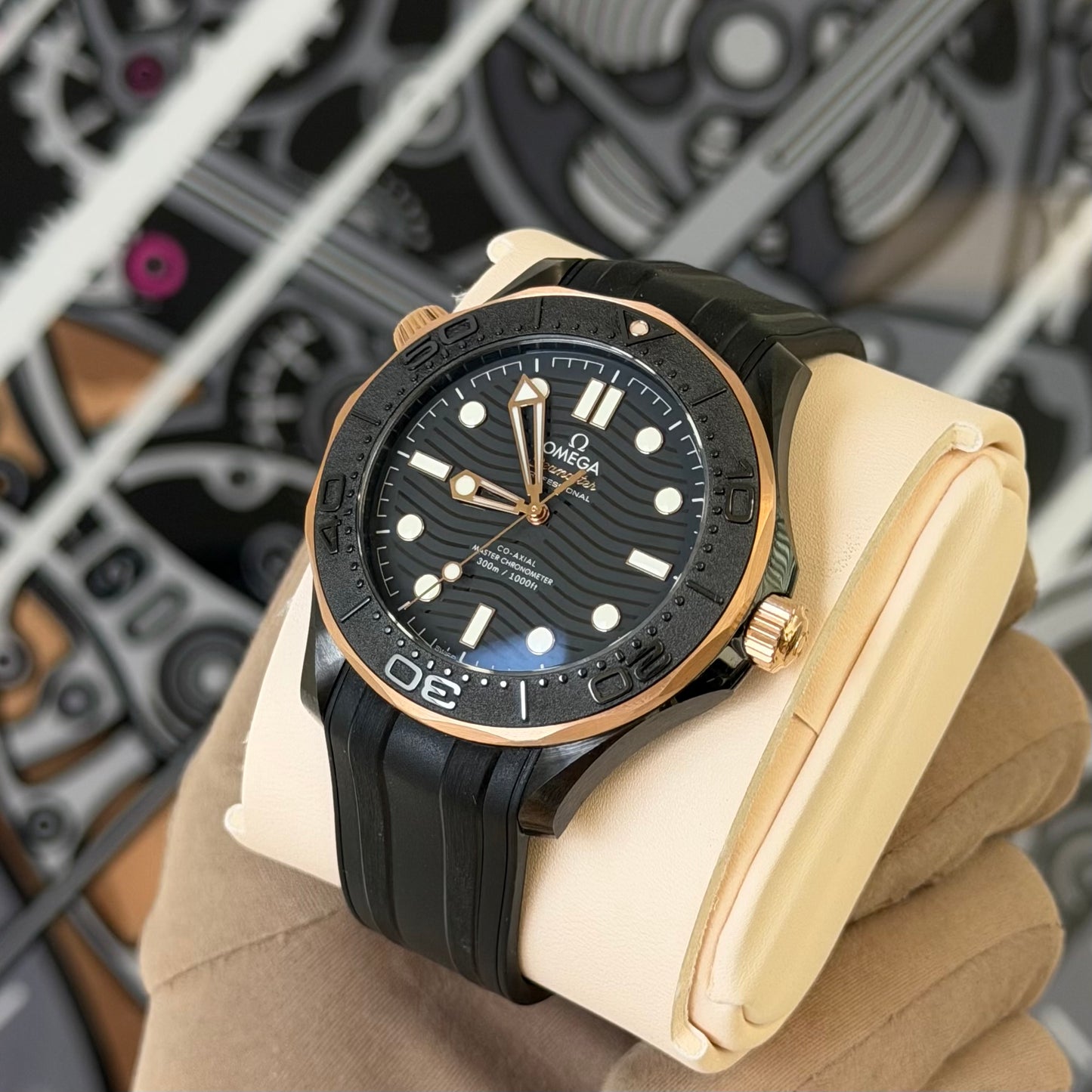 Omega Black Ceramic Bezel Rose Gold Case 210.62.44.20.01.001