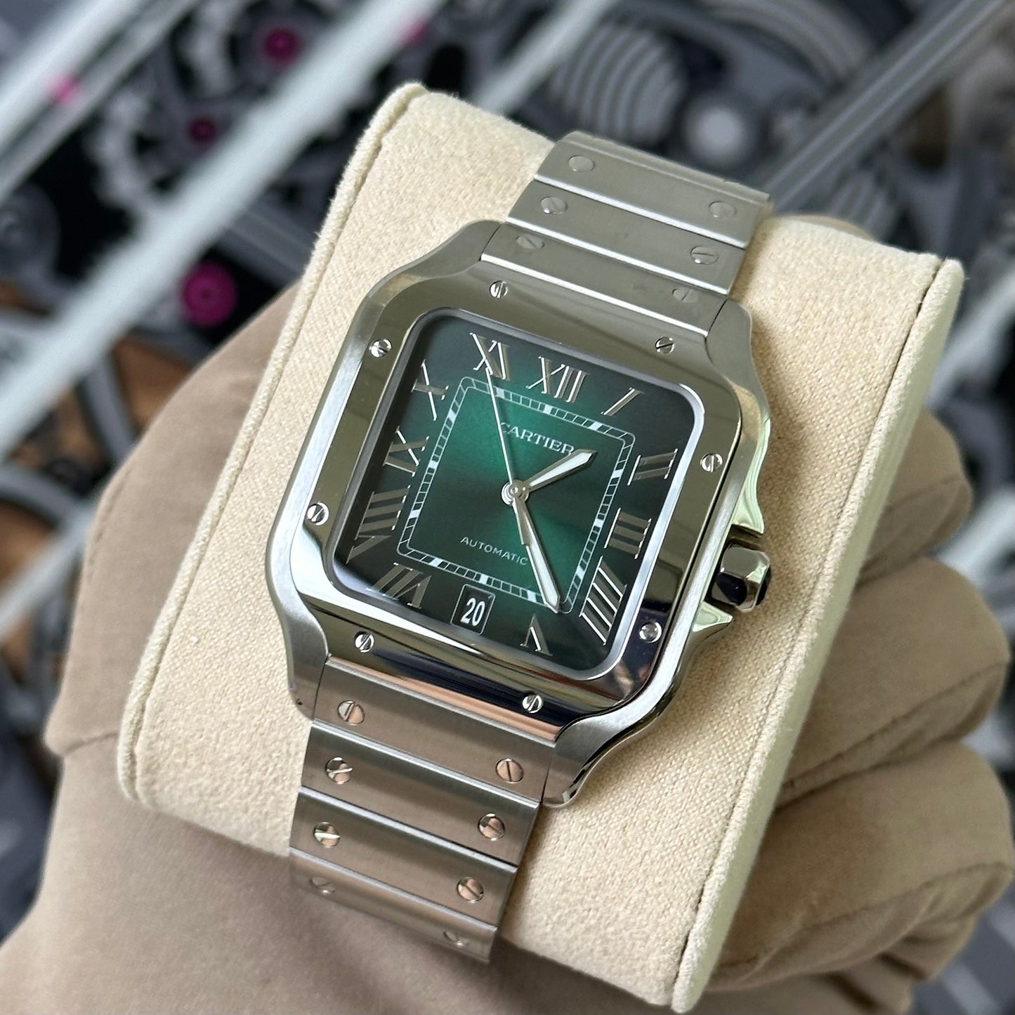 NEW Cartier Large Green Santos WSSA0062