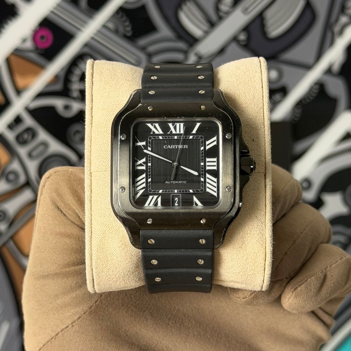 Cartier Santos Large Black Dial WSSA0039