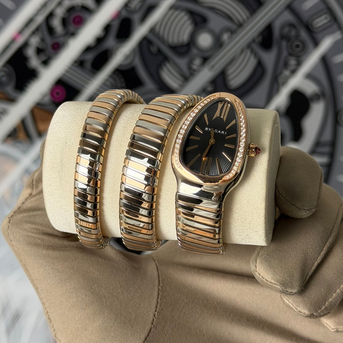 NEW Bvlgari Serpenti Tubogas Rose Gold Diamond 102099