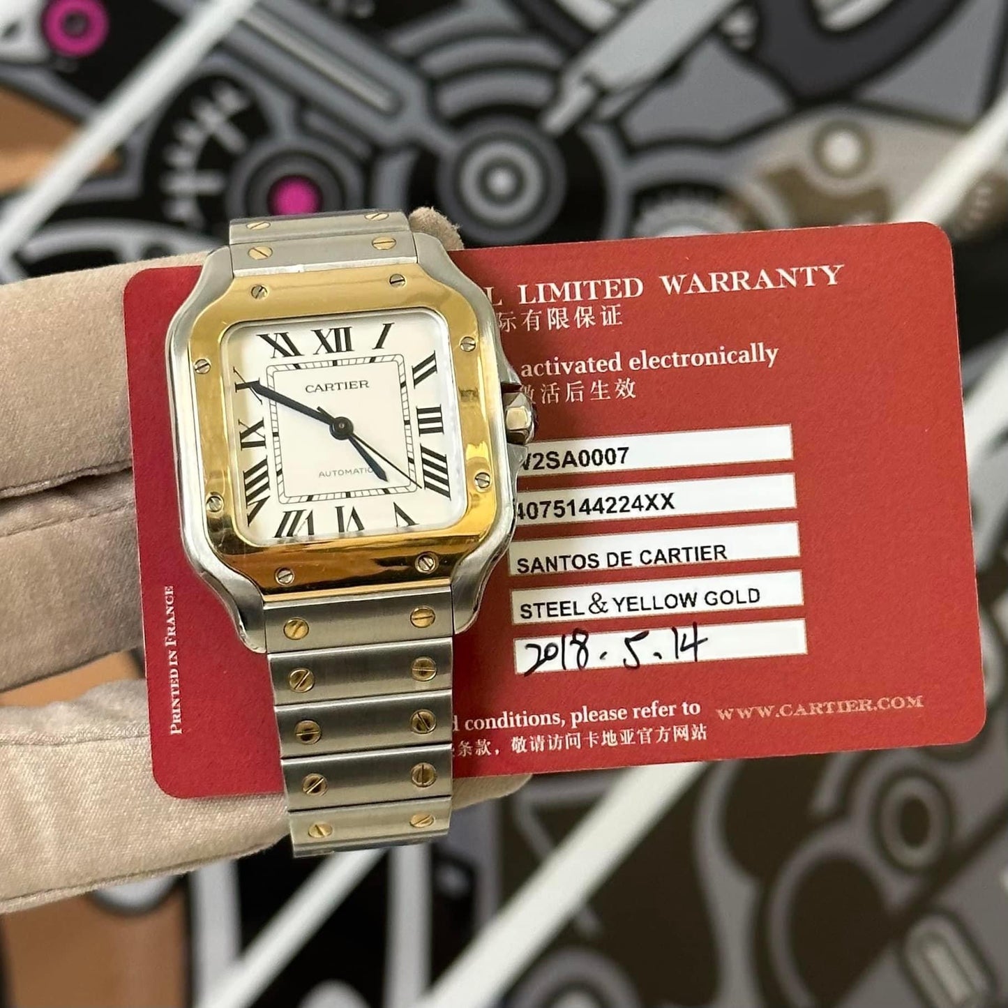 Cartier Santos Medium Steel & Yellow Gold W2SA0007