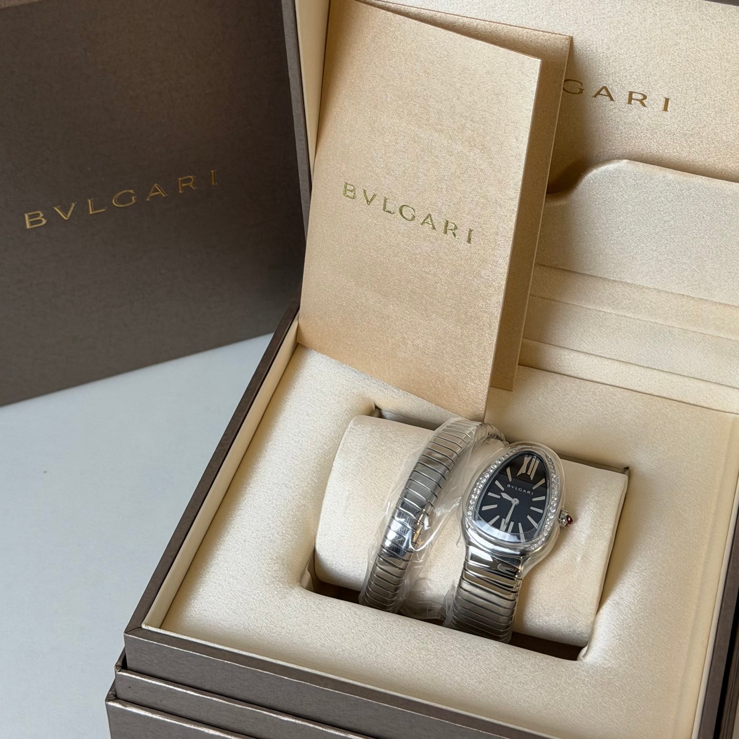 NEW Bvlgari Serpenti Tubogas Steel 103524 Diamond