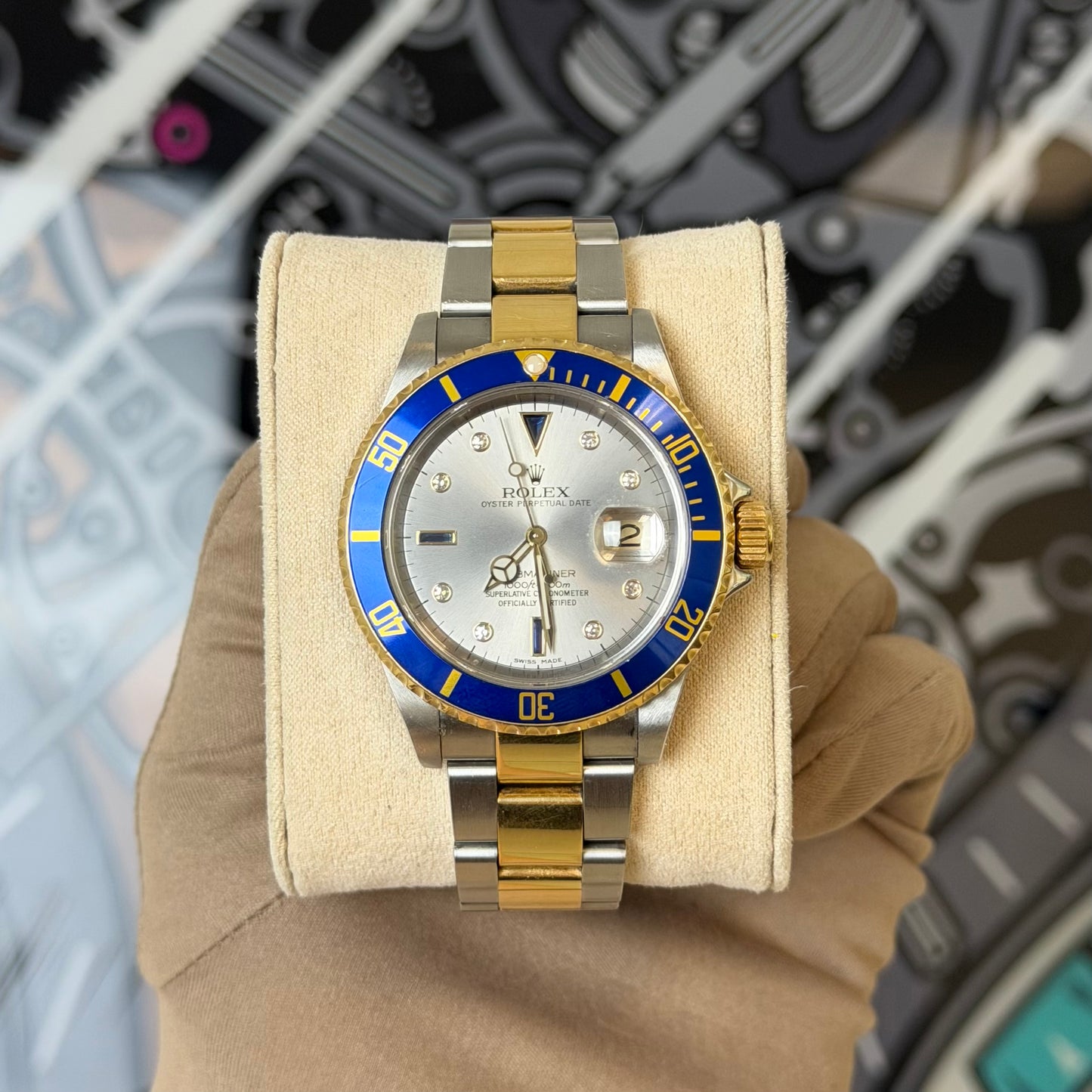 Rolex Submariner Bluesy Serti Dial 16613