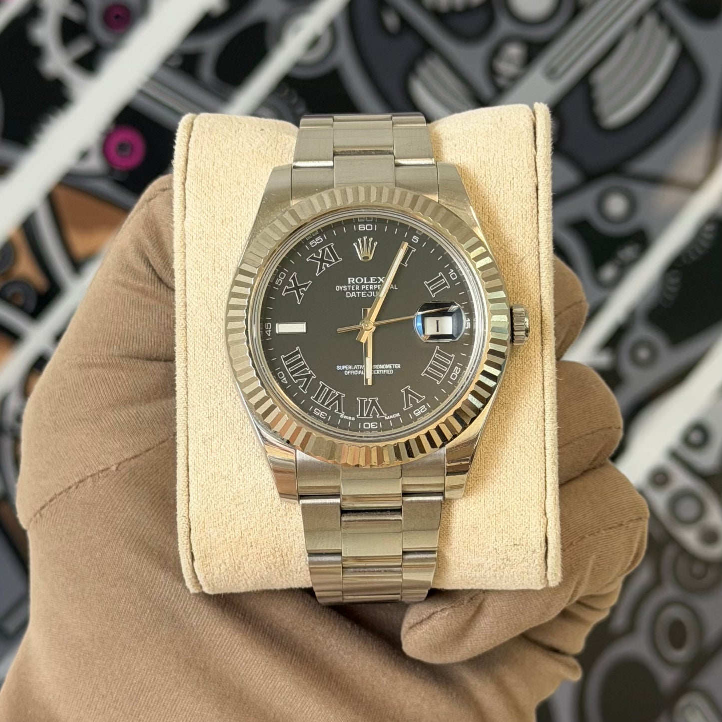 Rolex Datejust 41 Black Roman Dial 116334