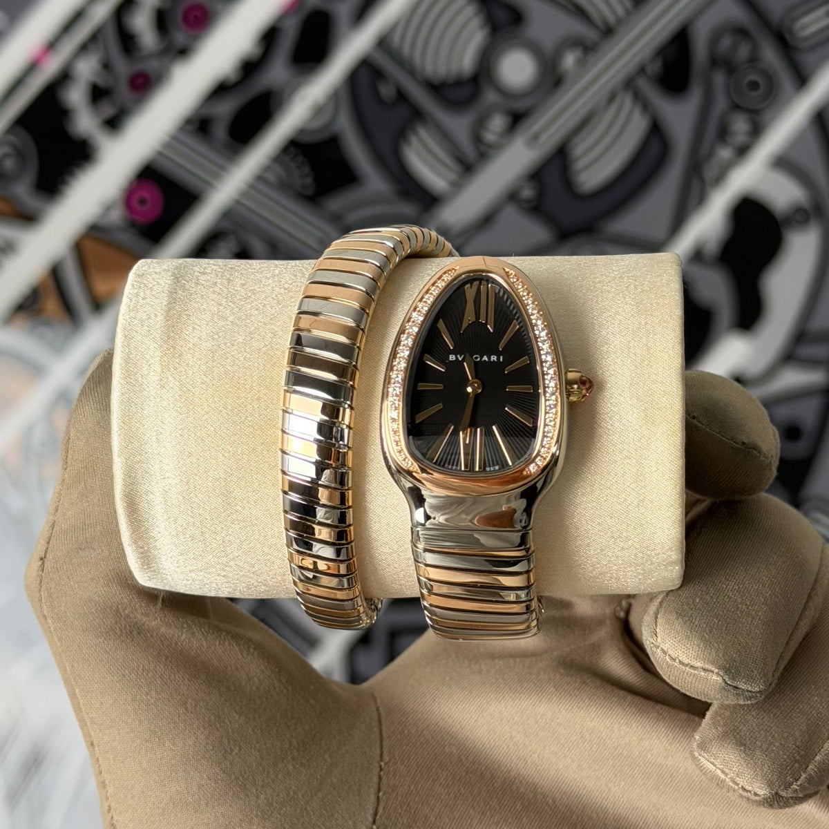 NEW Bvlgari Serpenti Tubogas Rose Gold Diamond 102098