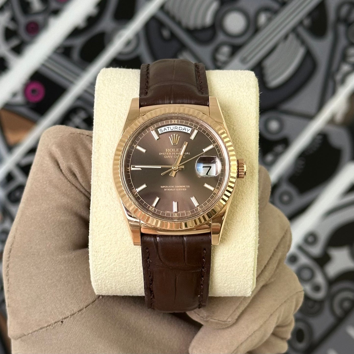 Rolex DD 36 Rose Gold Chocolate Dial 118135