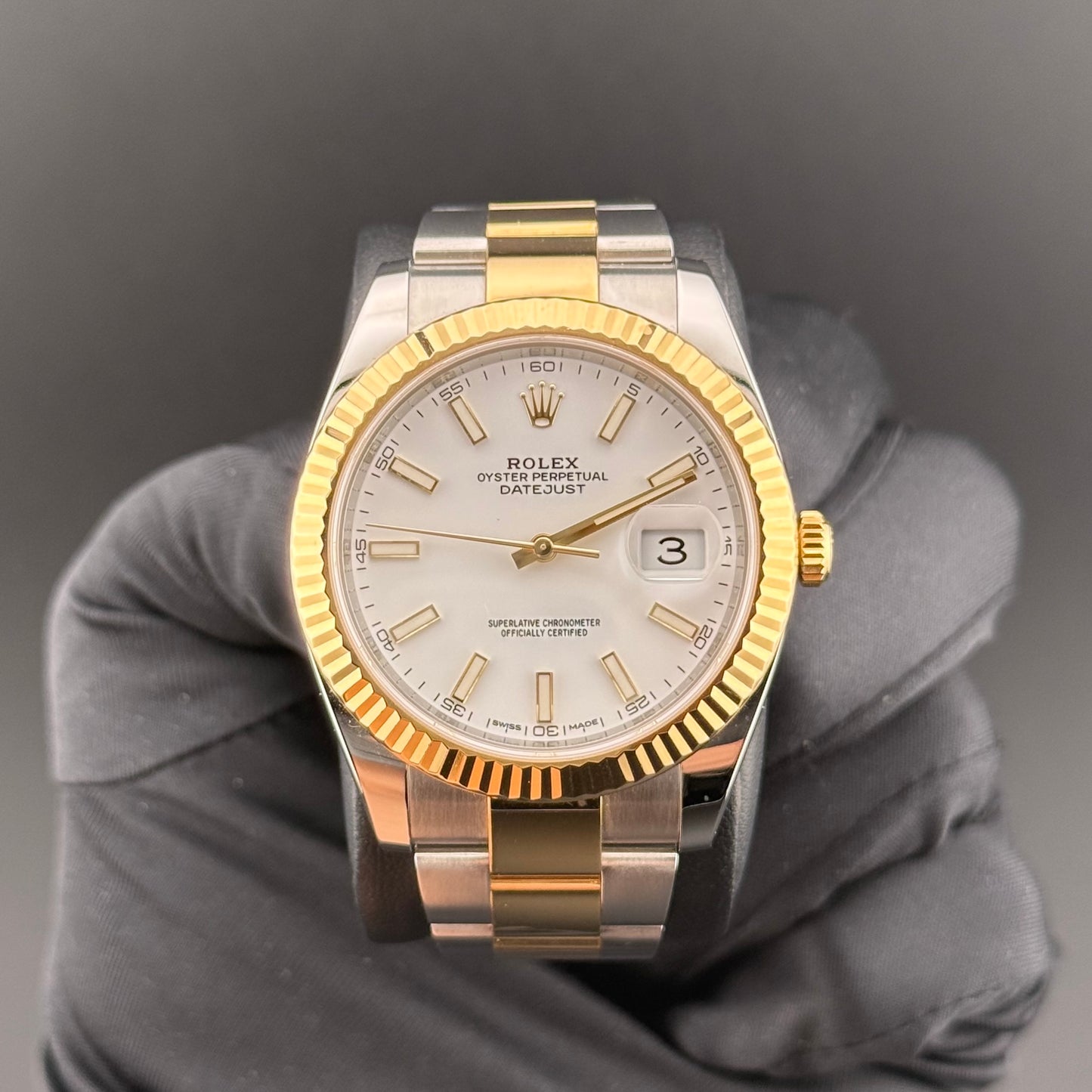 Rolex Datejust 41mm Two-tone Fluted Oyster White Dial 126333