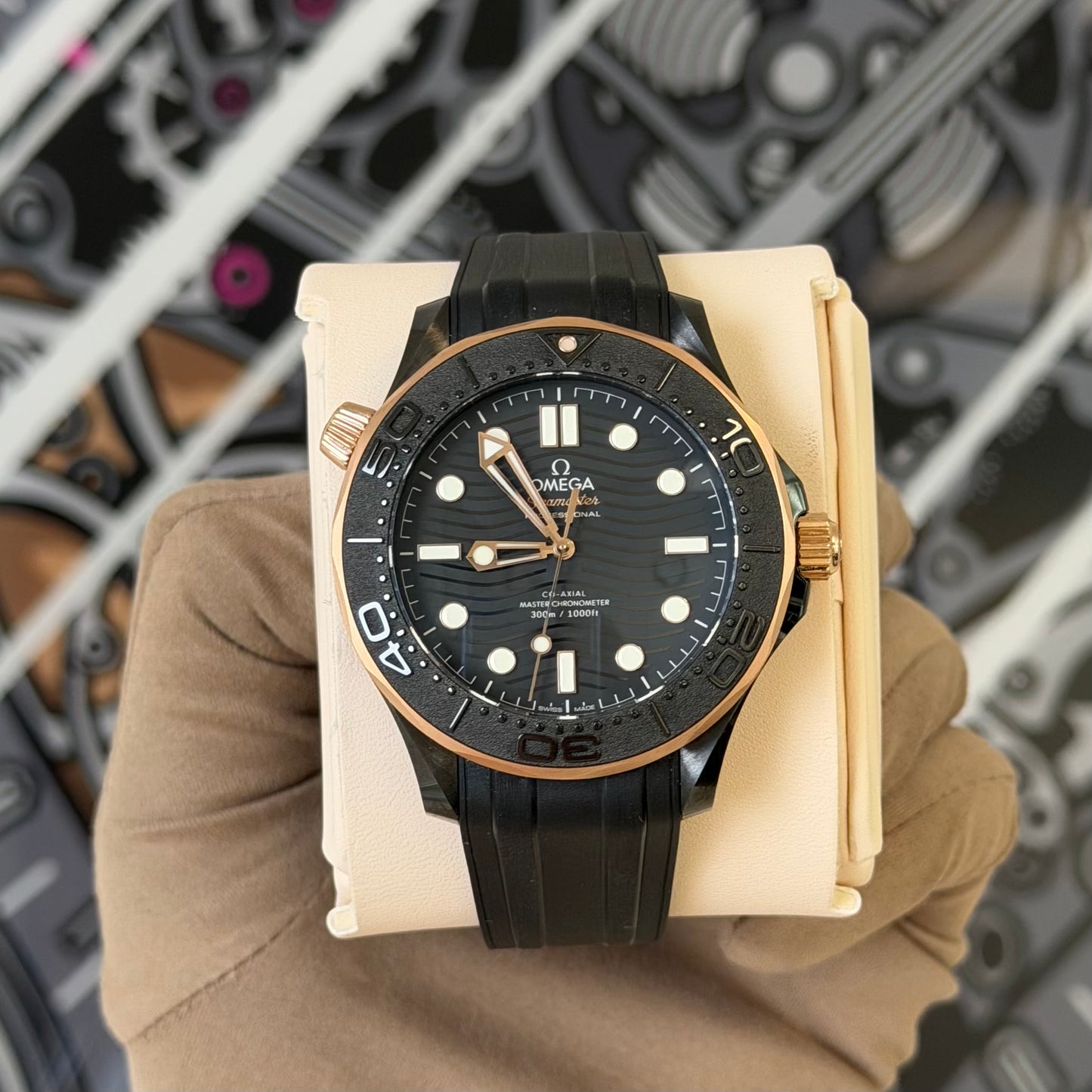 Omega Black Ceramic Bezel Rose Gold Case 210.62.44.20.01.001