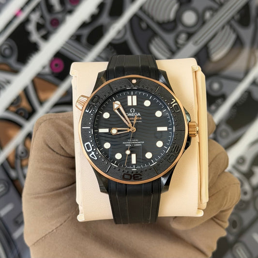Omega Black Ceramic Bezel Rose Gold Case 210.62.44.20.01.001