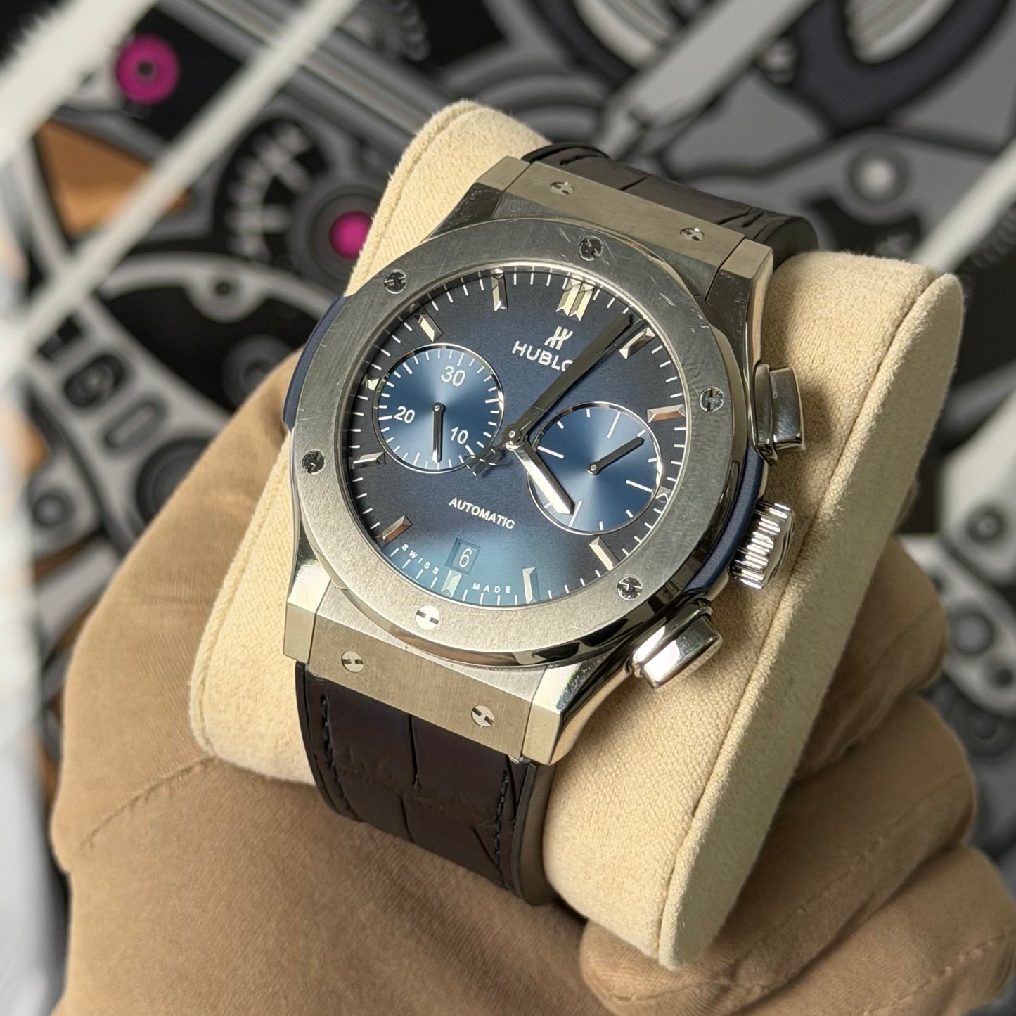 Hublot Classic Fusion Chronograph Titanium Deep Blue 521.NX.6670.LR.JPN18