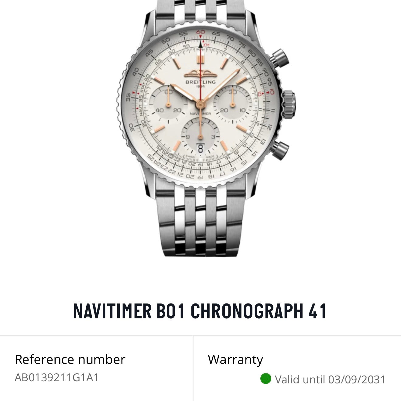 Breitling Navitimer B01 Chronograph 41mm AB0139211G1A1
